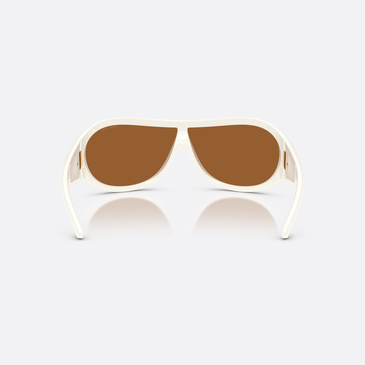 Miu Miu MU B14SU 17K20V sunglasses, white irregular frame for women, brand lettering on the temples, wide sculpted temples, back view