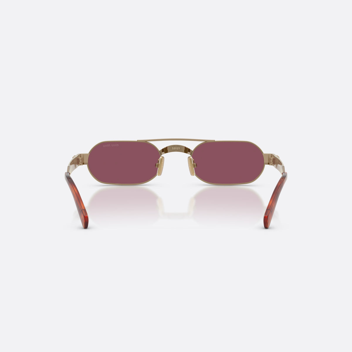 Ochelari de soare Miu Miu MU B52S 7OE30Y, ovali maro, pentru femei, punte dublă cu bară subțire superioară, vedere din spate