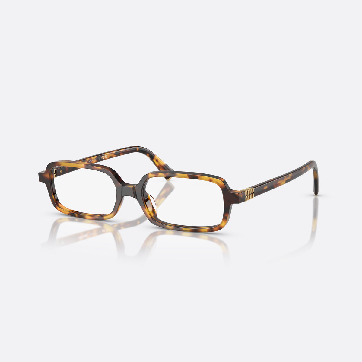 Ochelari de soare Miu Miu Regard MU 11ZS 14L08N, rectangulari havana, pentru femei, punte keyhole, litere ale brandului pe brațe