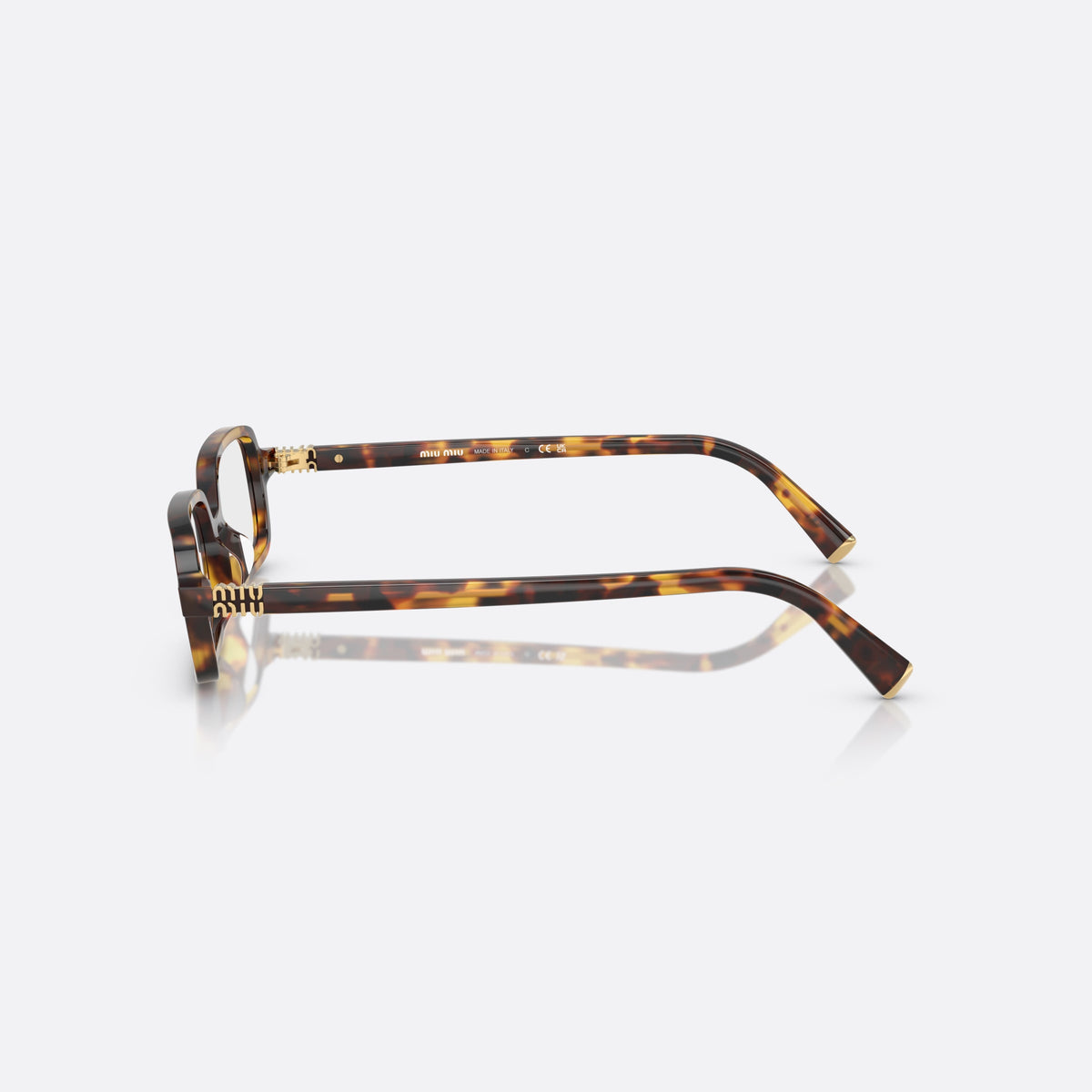 Ochelari de soare Miu Miu Regard MU 11ZS 14L08N, rectangulari havana, pentru femei, punte keyhole, litere ale brandului pe brațe, vedere laterală
