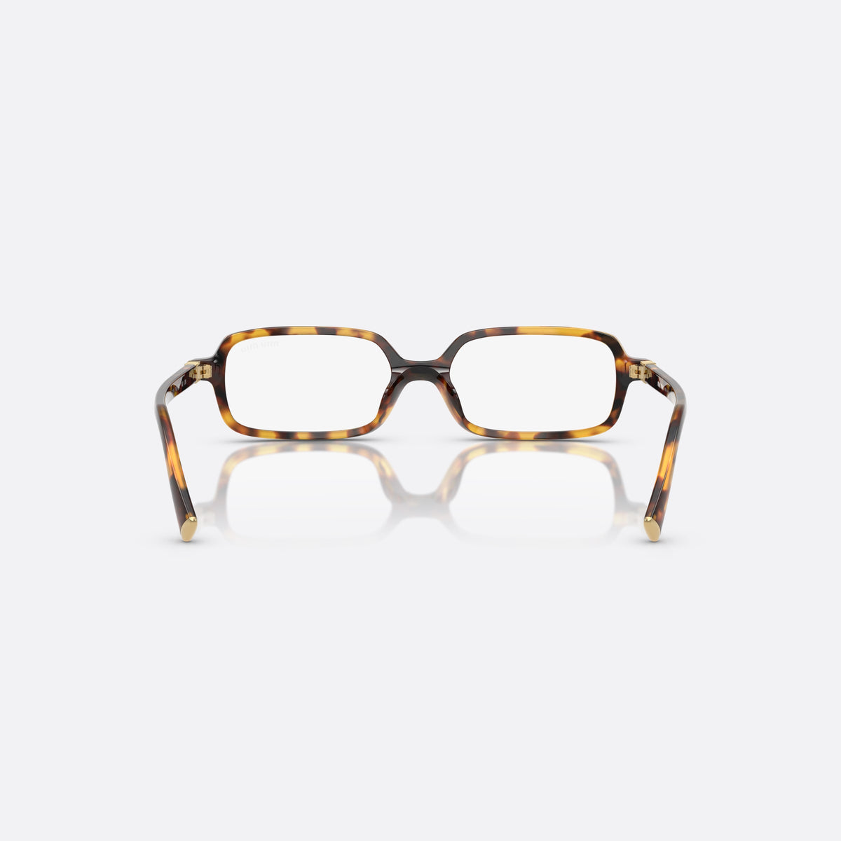Ochelari de soare Miu Miu Regard MU 11ZS 14L08N, rectangulari havana, pentru femei, punte keyhole, litere ale brandului pe brațe, vedere din spate
