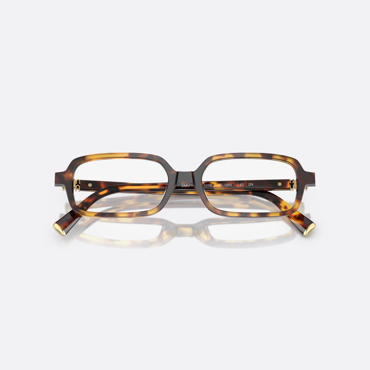 Ochelari de soare Miu Miu Regard MU 11ZS 14L08N, rectangulari havana, pentru femei, punte keyhole, litere ale brandului pe brațe, cu brațele pliate