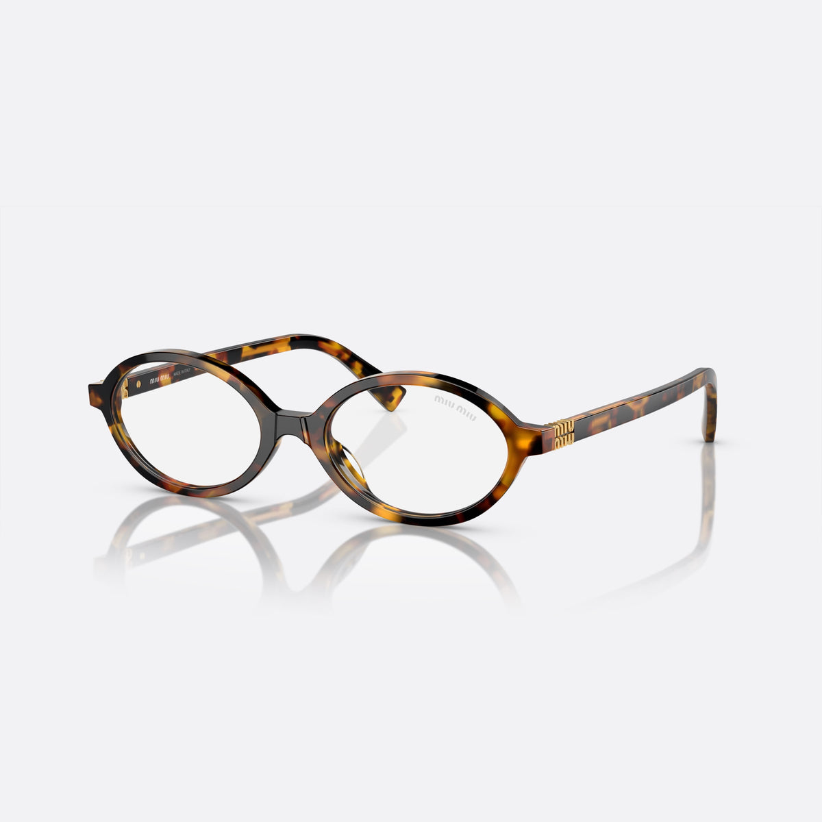 Ochelari de soare Miu Miu SMU 04ZS VAU-08N, ovali havana, pentru femei, punte simplă, litere ale brandului pe brațe, ramă completă