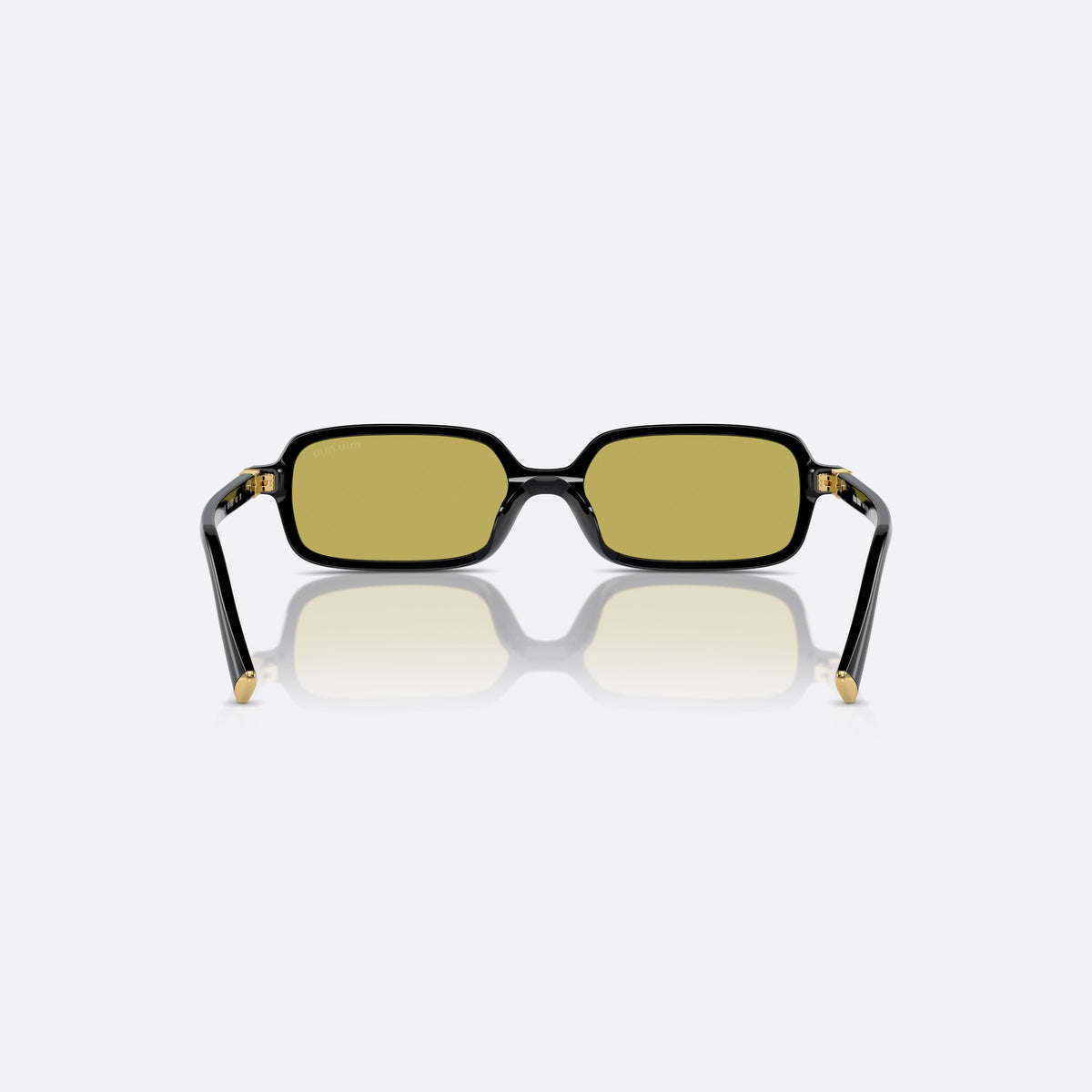 Ochelari de soare Miu Miu SMU 11ZS 16K-07O, rectangulari negru, pentru femei, punte simplă integrată, literele brandului pe brațe, vedere din spate