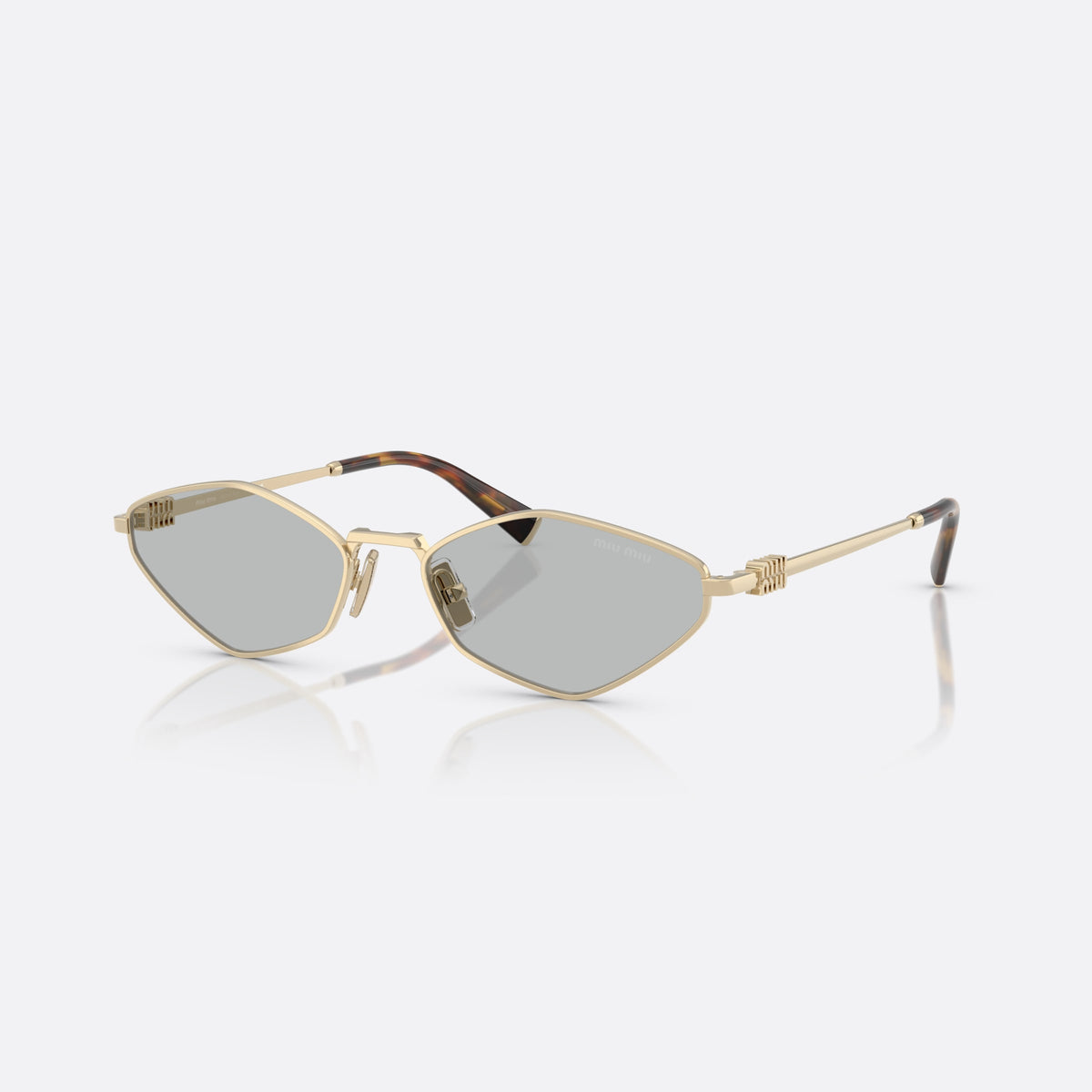 Ochelari de soare Miu Miu SMU 56ZS ZVN50K, neregulat auriu, pentru femei, punte metalică simplă, litere ale brandului pe brațe