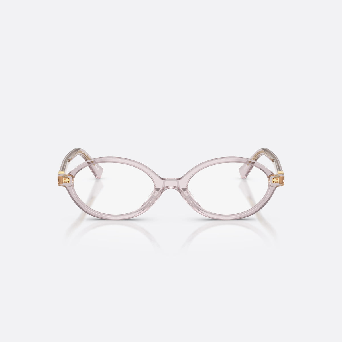 Rame ochelari de vedere Miu Miu VMU 01XV 12W1O1, geometrica roz, pentru femei, punte simplă, logo al brandului pe brațe, balamale aurii, vedere din față