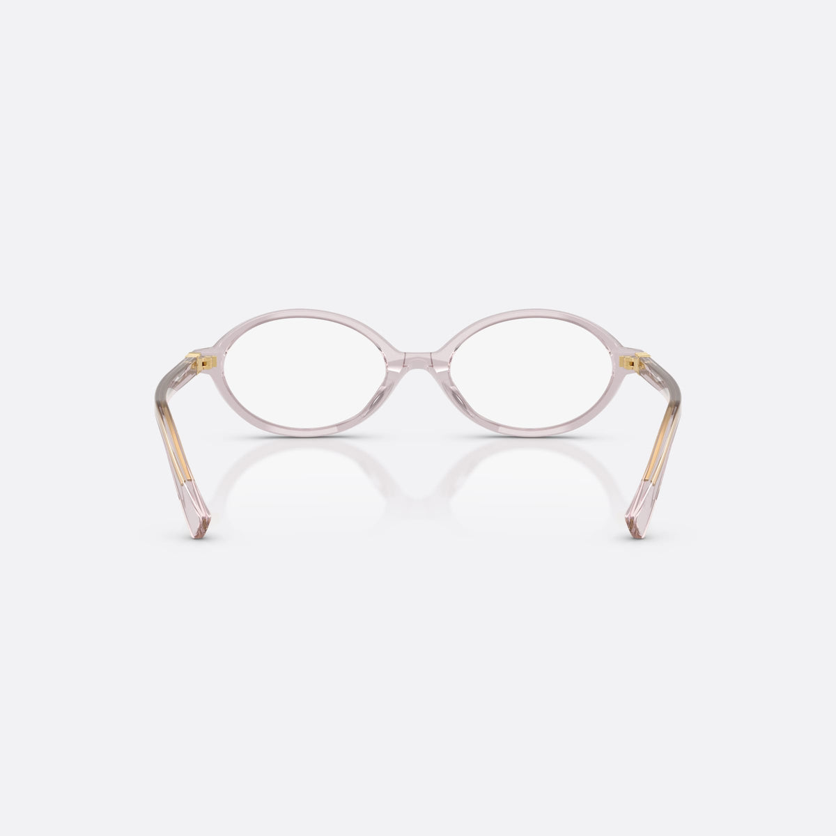 Rame ochelari de vedere Miu Miu VMU 01XV 12W1O1, geometrica roz, pentru femei, punte simplă, logo al brandului pe brațe, balamale aurii, vedere din spate
