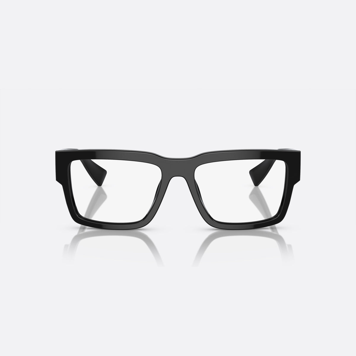 Rame ochelari de vedere Miu Miu VMU 02XV 1AB-1O1 E, geometrica negru, pentru femei, punte dublă simplă, logo al brandului pe brațe, vedere din față