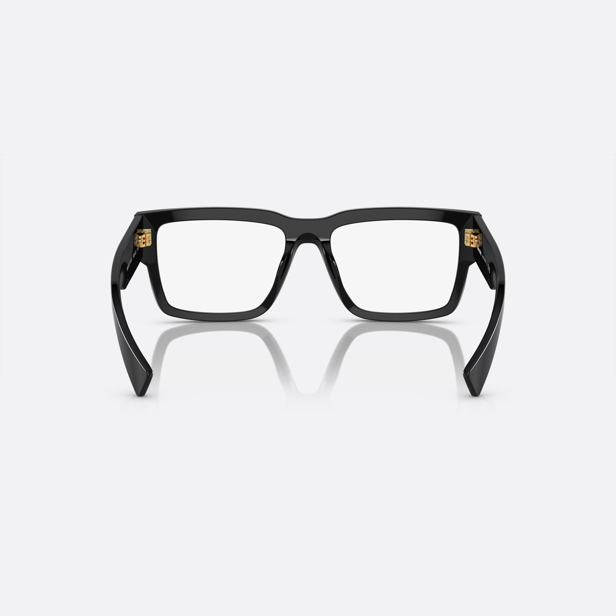 Rame ochelari de vedere Miu Miu VMU 02XV 1AB-1O1 E, geometrica negru, pentru femei, punte dublă simplă, logo al brandului pe brațe, vedere din spate