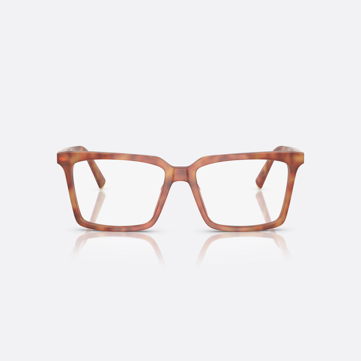 Rame ochelari de vedere Miu Miu MU 08XV 4BW1O1, patrati havana, pentru femei, punte keyhole, literele brandului pe braț, vedere din față