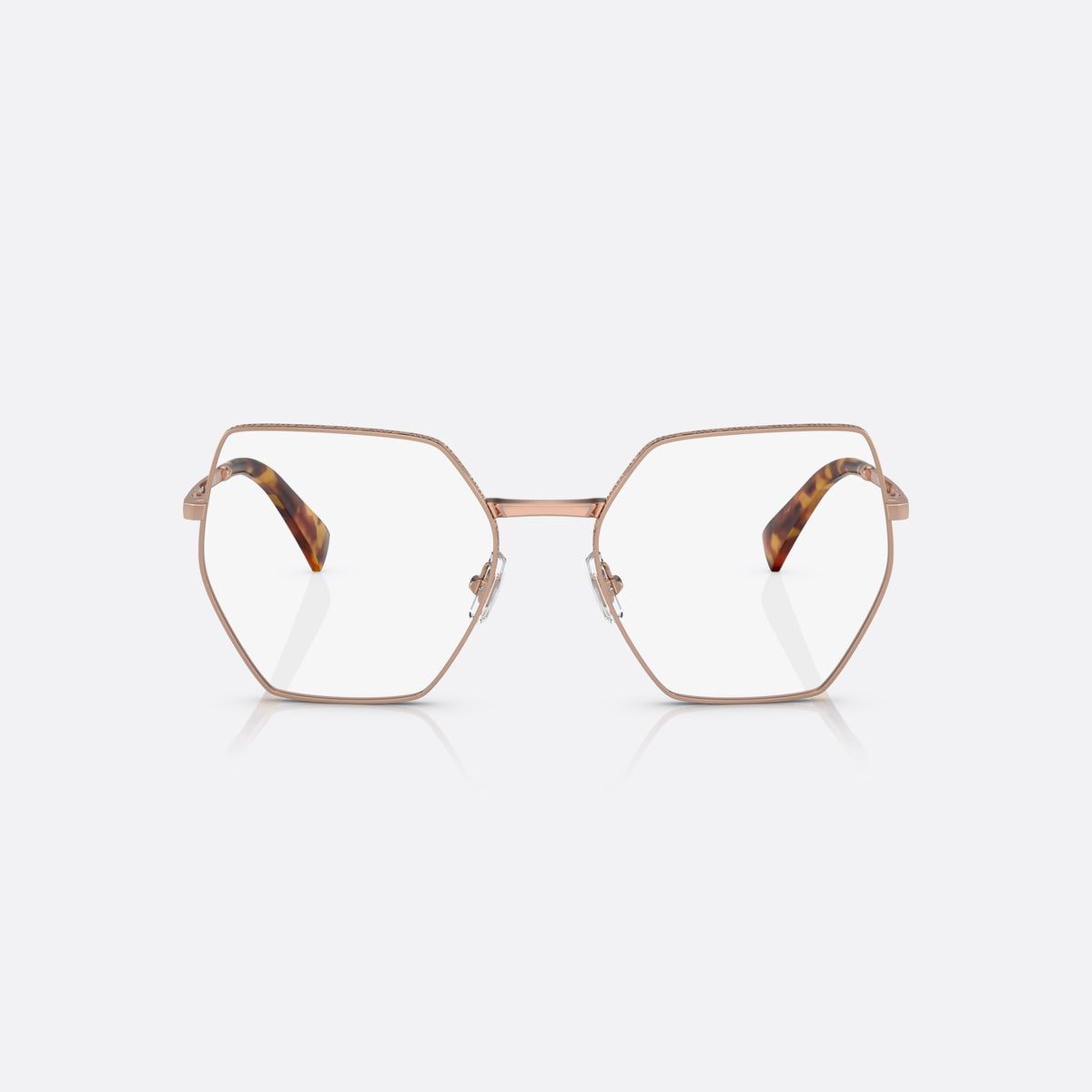 Rame ochelari de vedere Miu Miu VMU 50VV ZVF-1O1, geometrica auriu, pentru femei, punte metalică simplă, literele brandului pe brațe, vedere din față