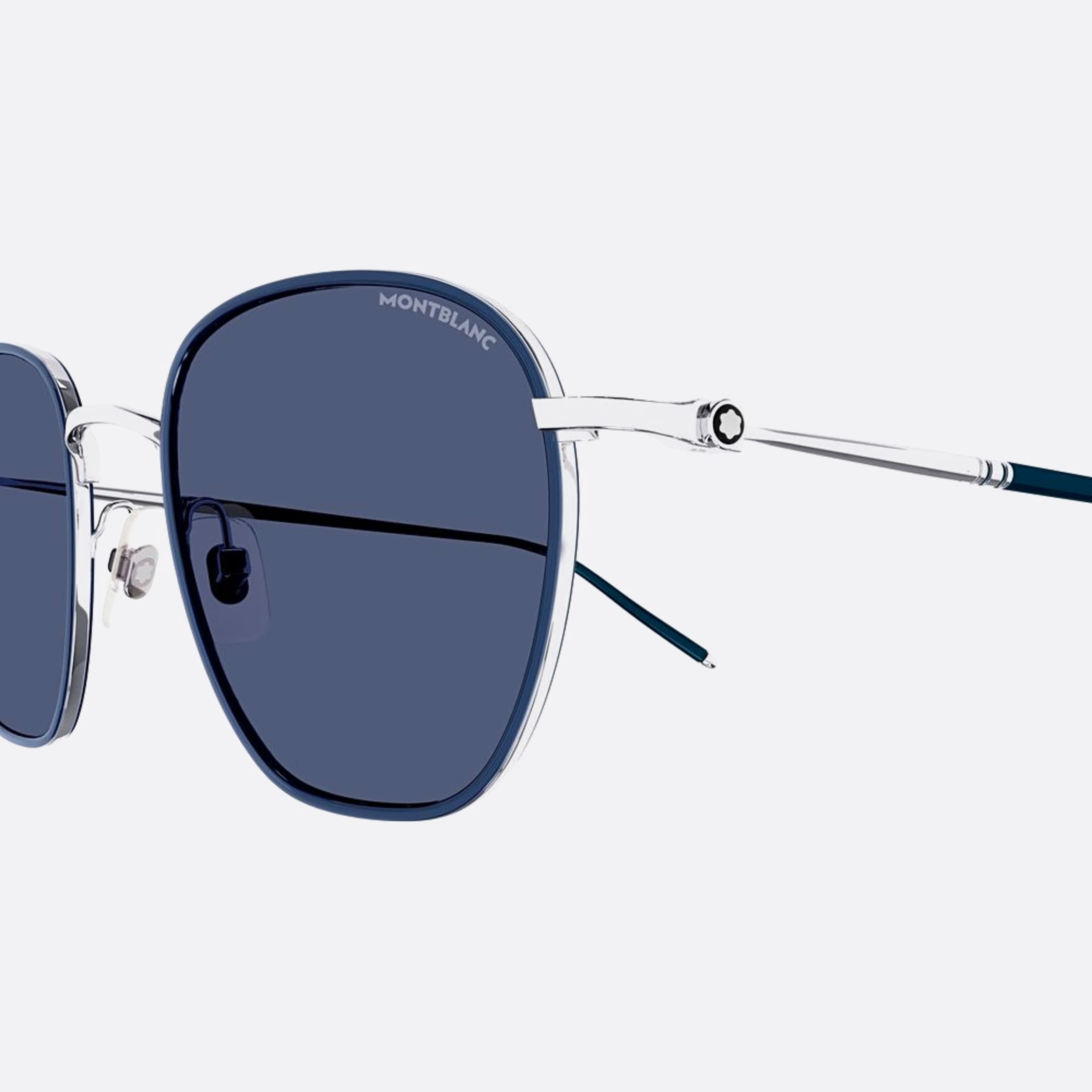 Montblanc 49mm Blue Geometric Man Sunglasses - Detail View