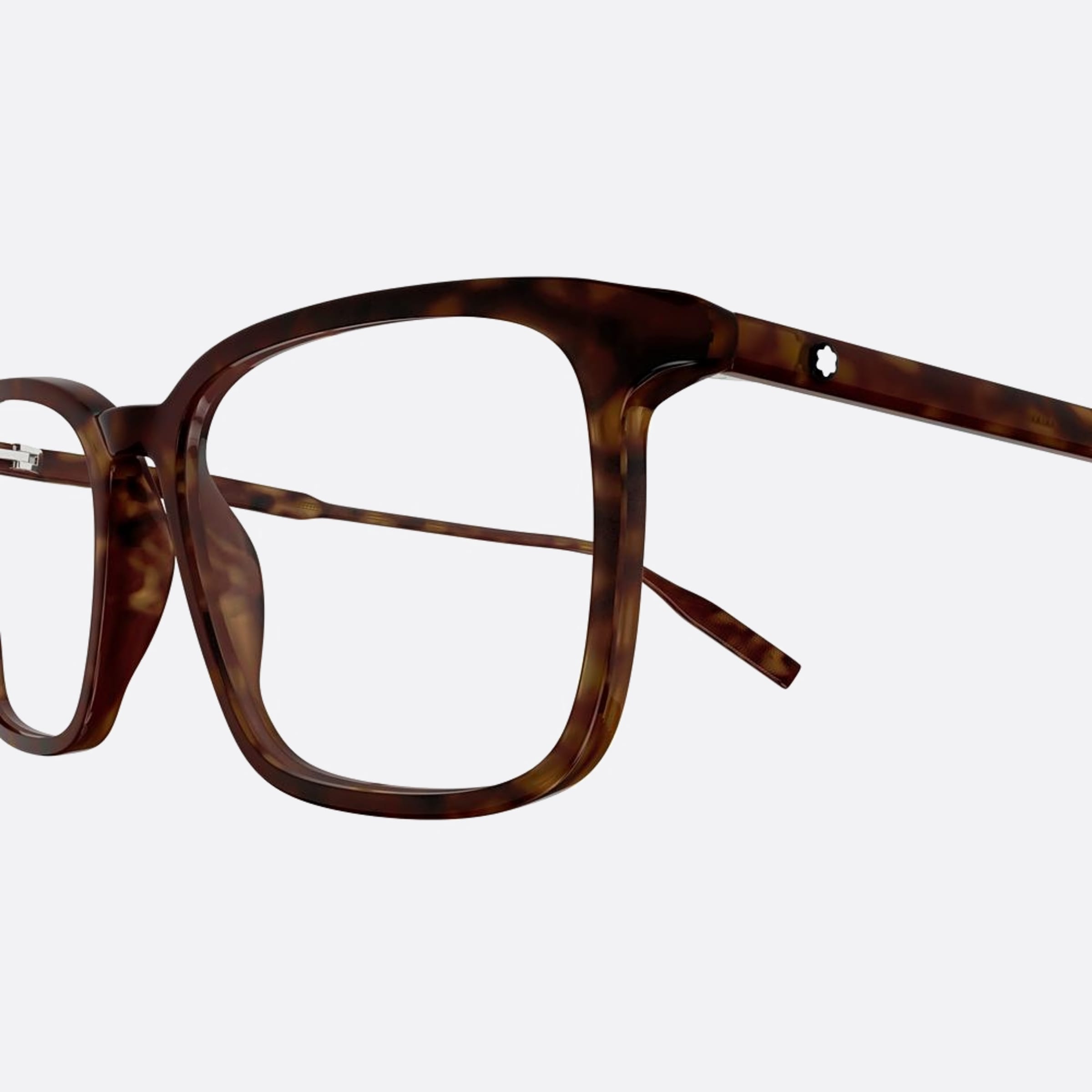 Montblanc 53mm Havana Squared Men Eyeglasses - Detail View