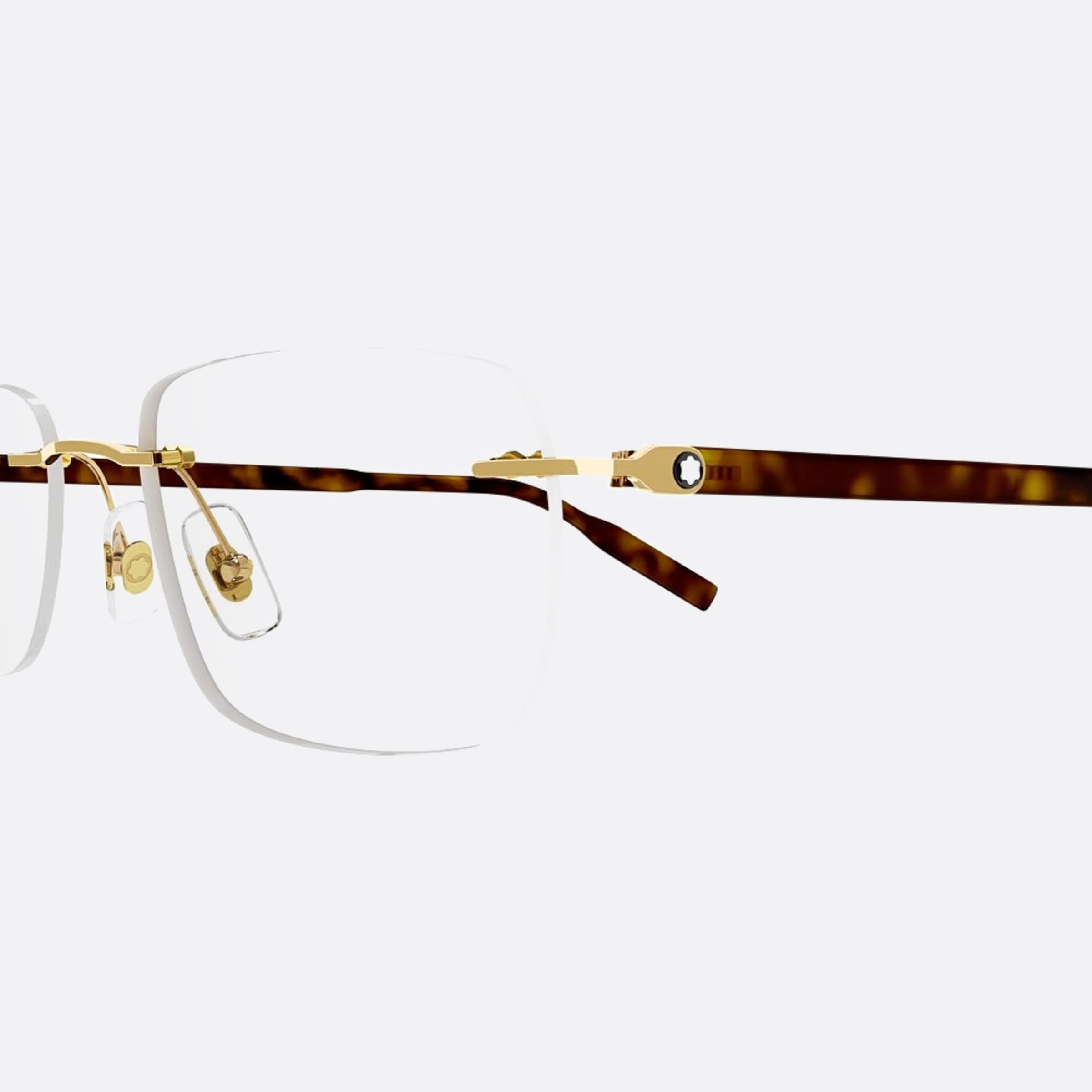 Montblanc 57mm Havana Rectangle Men Eyeglasses - Detail View