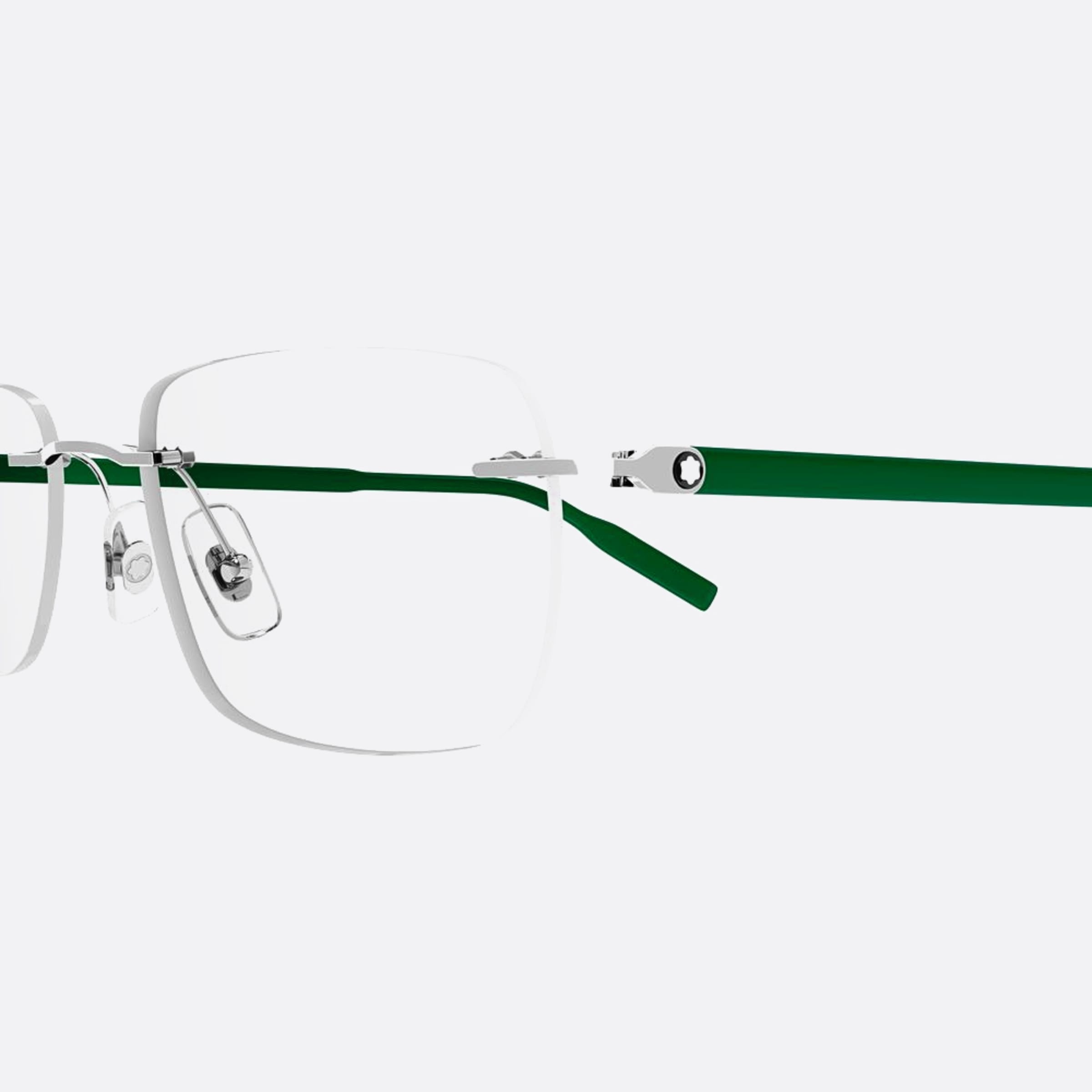 Montblanc 57mm Green Rectangle Men Eyeglasses - Detail View