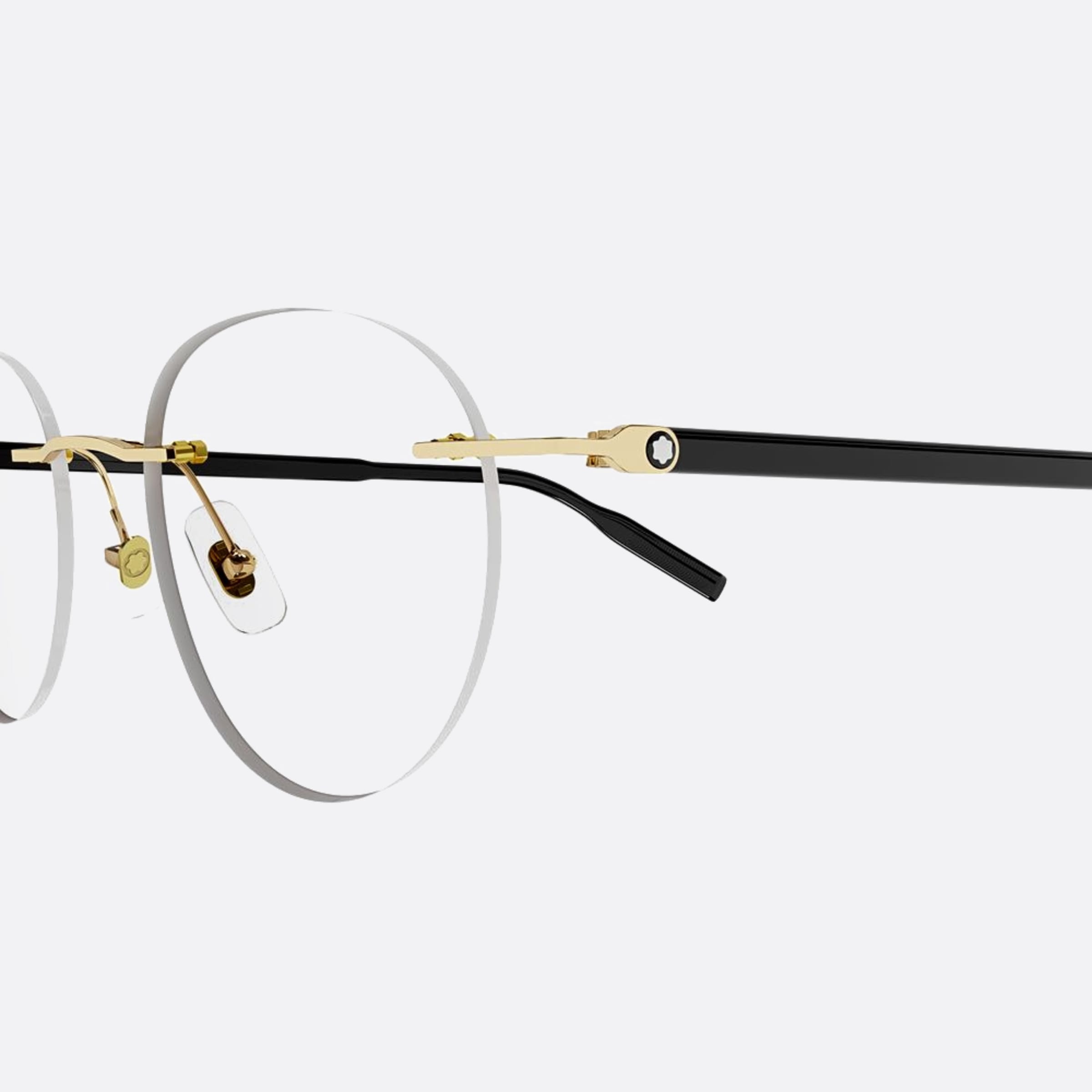 Montblanc 49mm Black Round Man Eyeglasses - Detail View