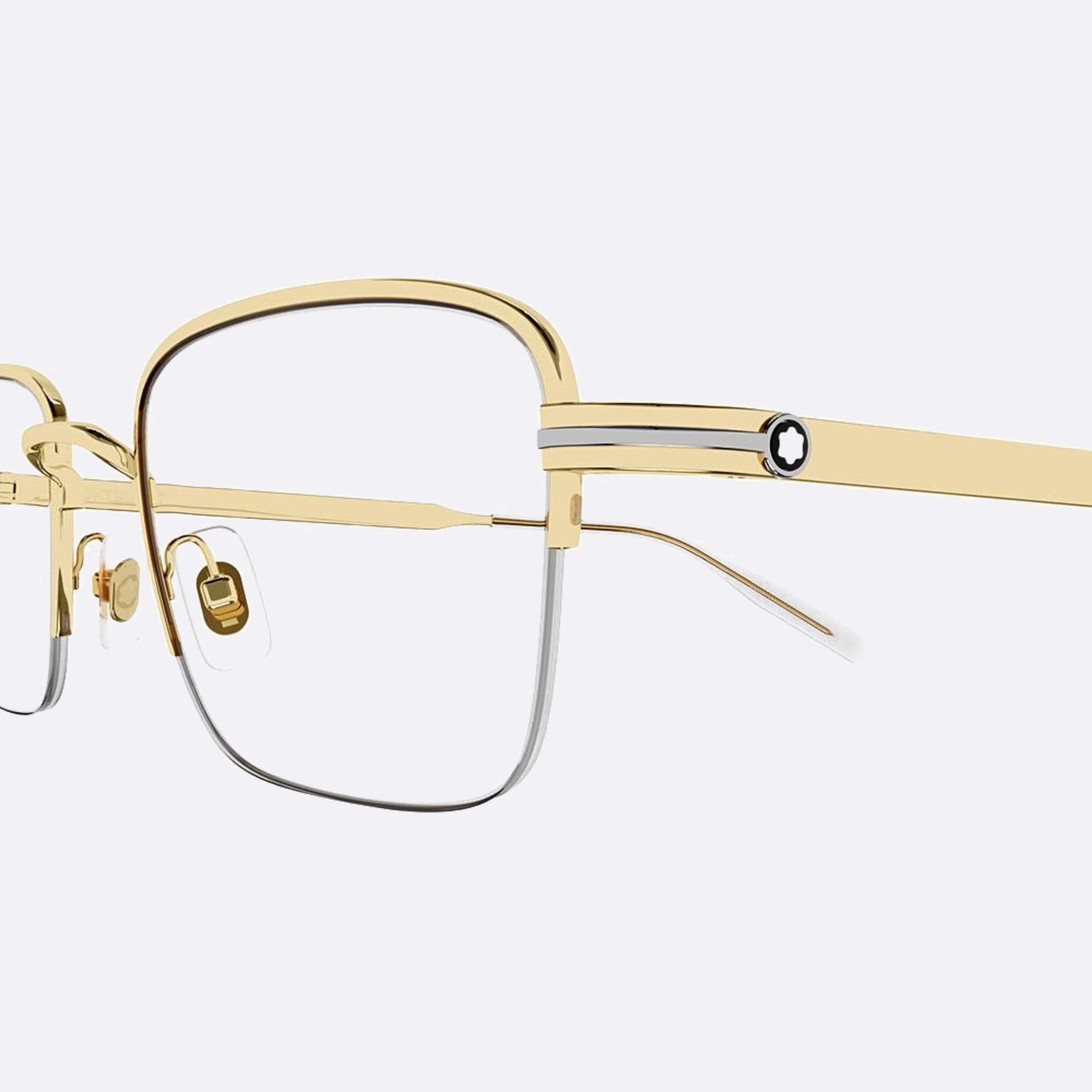 Montblanc 54mm Gold Geometric Man Eyeglasses - Detail View