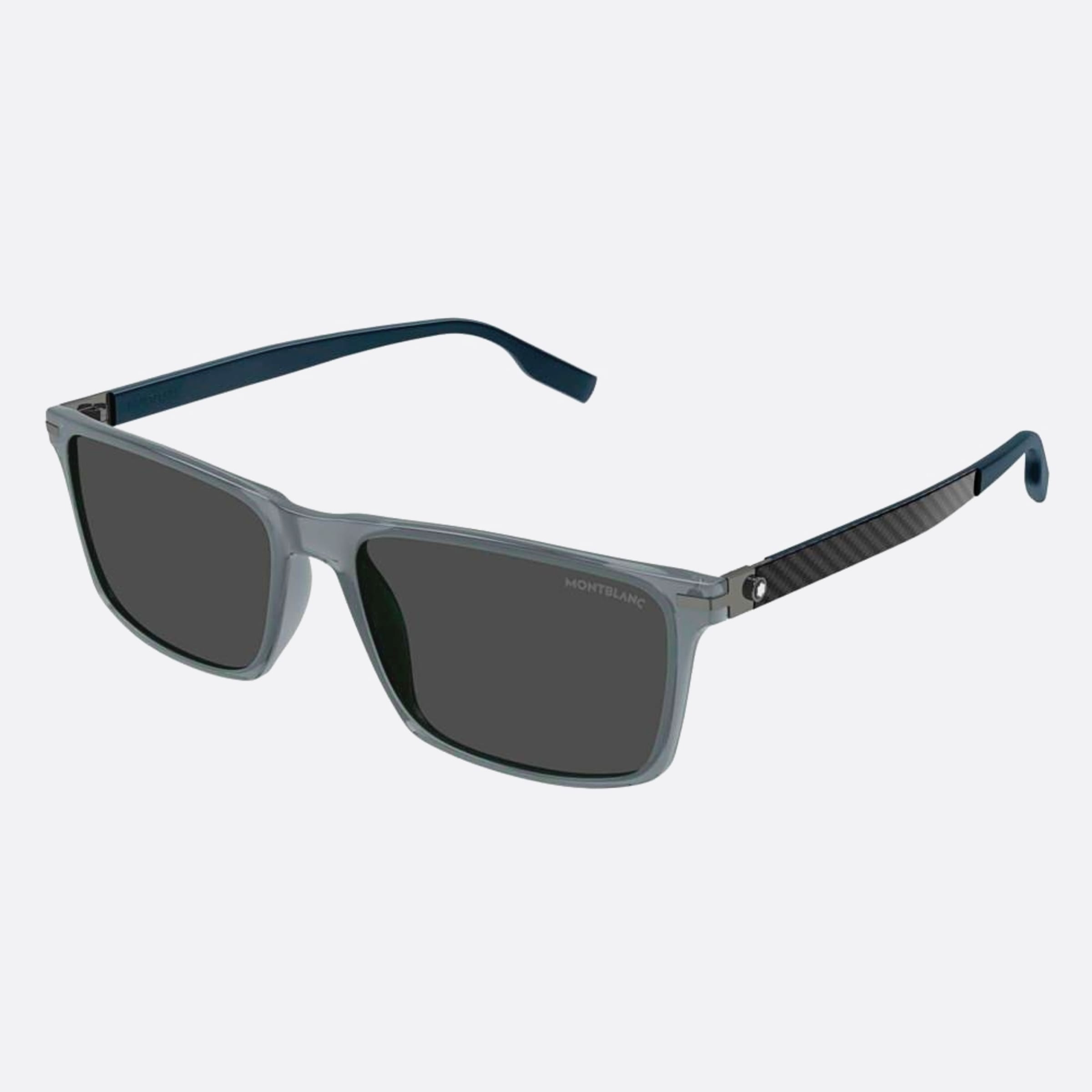 Montblanc 59mm Grey Geometric Men Sunglasses - Side View