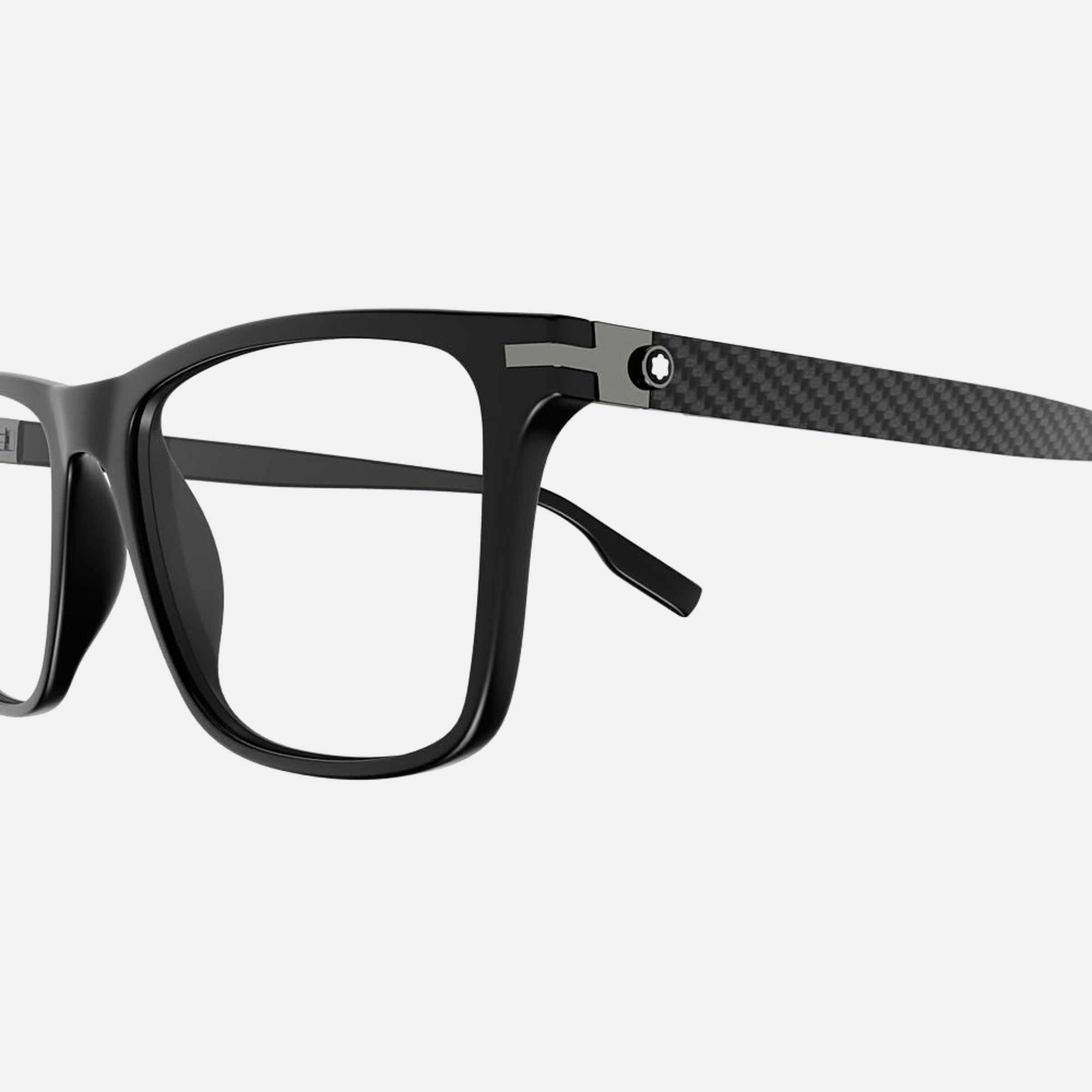 Montblanc 56mm Black Geometric Man Eyeglasses - Detail View