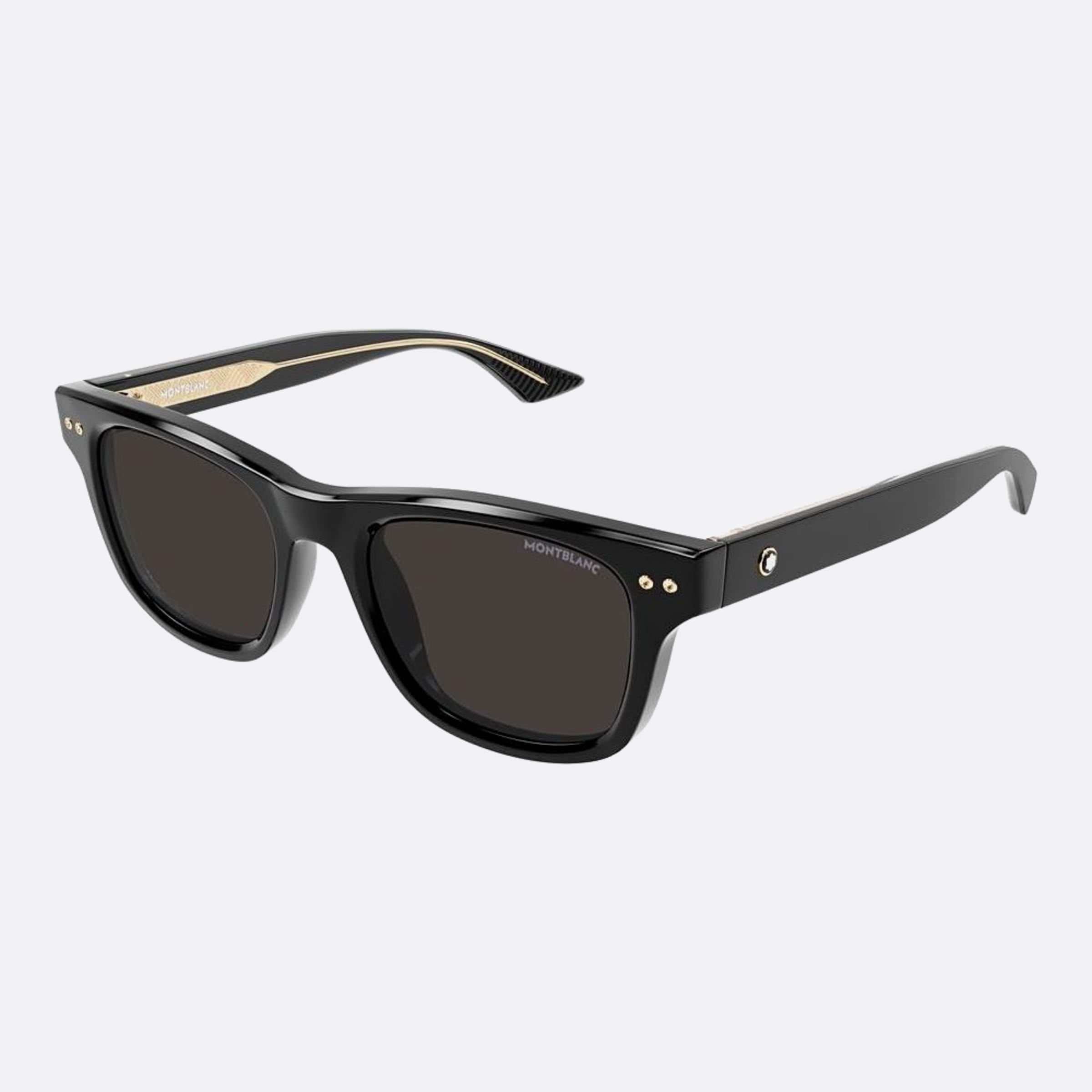 Montblanc 53mm Black Squared Man Sunglasses - Side View