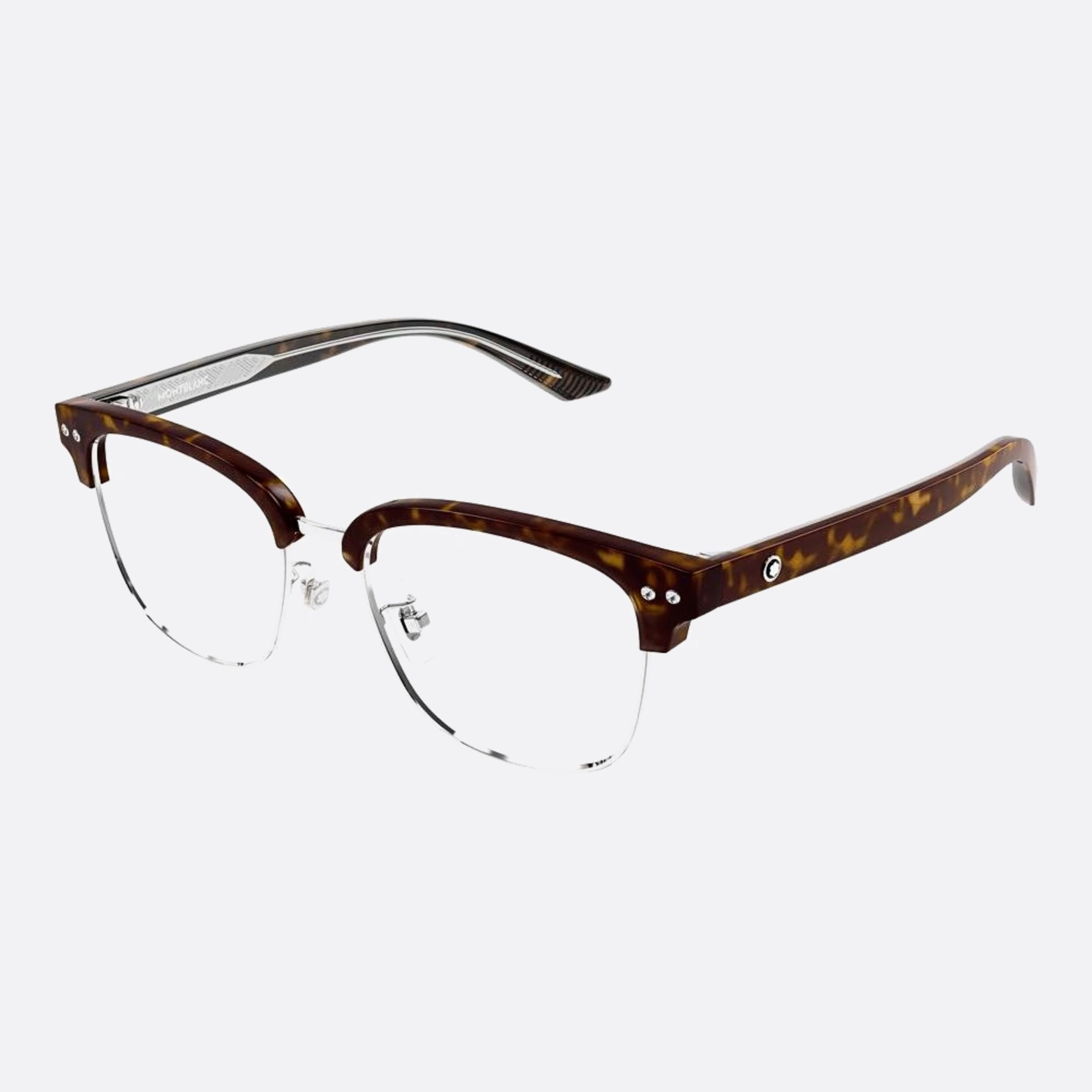 Montblanc 53mm Mb0259ok Havana Squared Men Eyeglasses - Side View