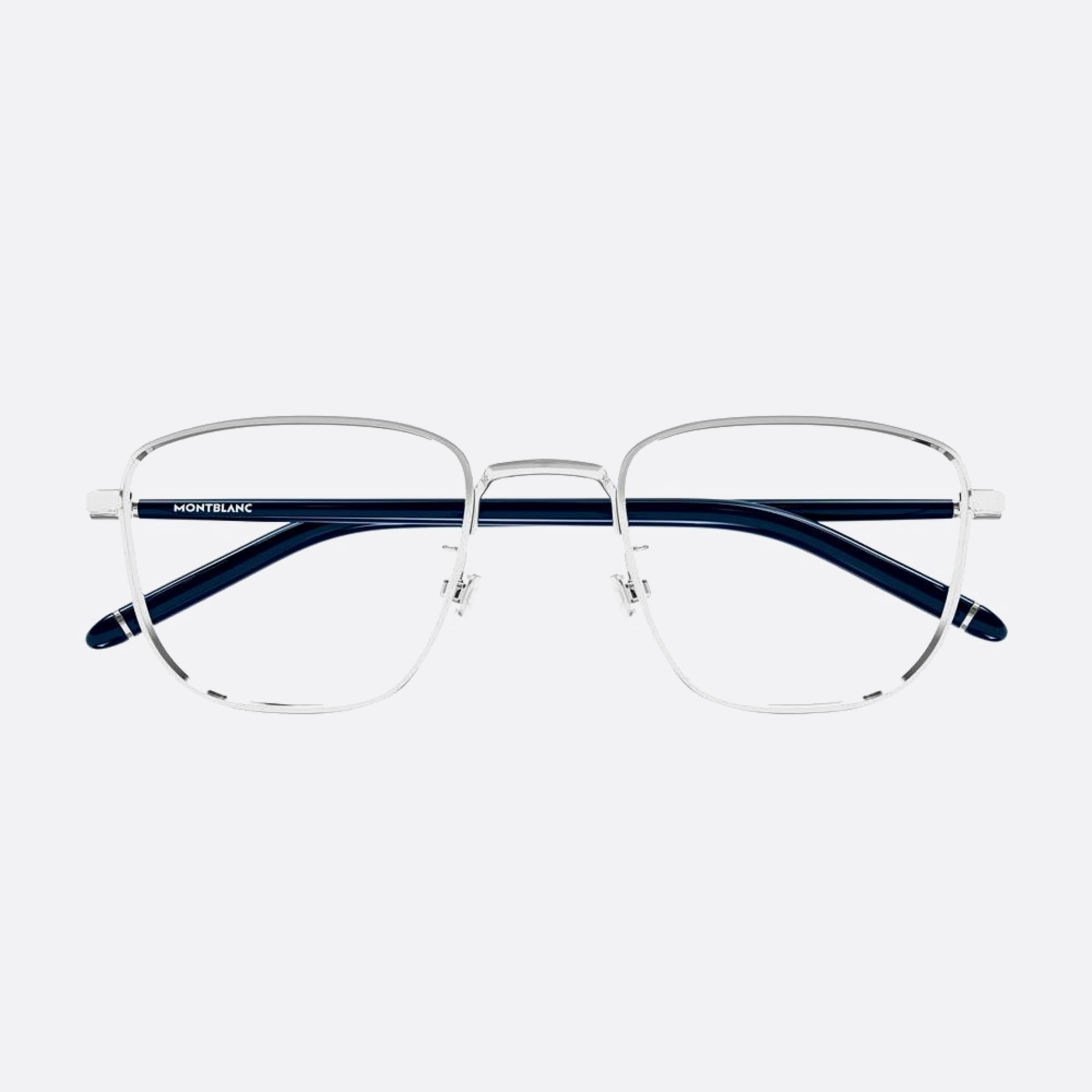 Montblanc 53mm Silver Geometric Man Eyeglasses - Detail View