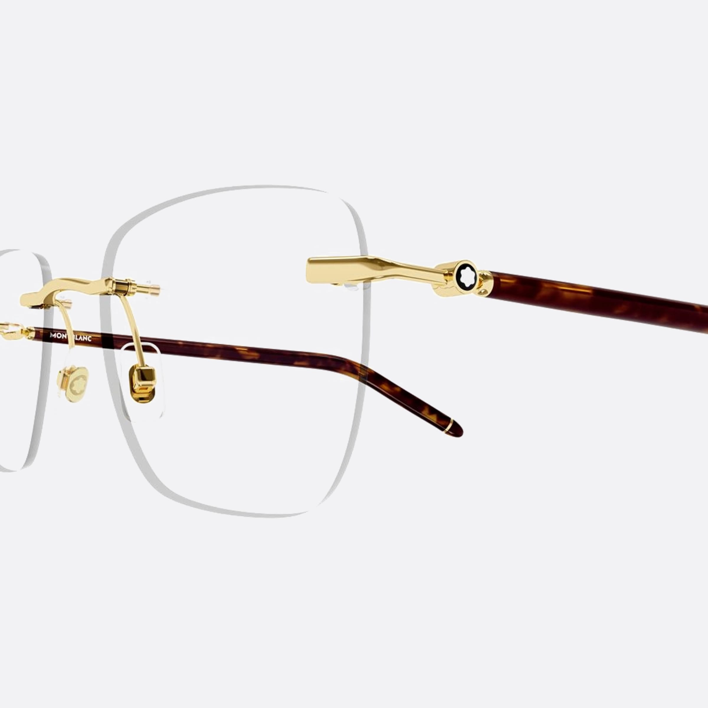 Montblanc 53mm Gold Geometric Man Eyeglasses - Lifestyle Shot