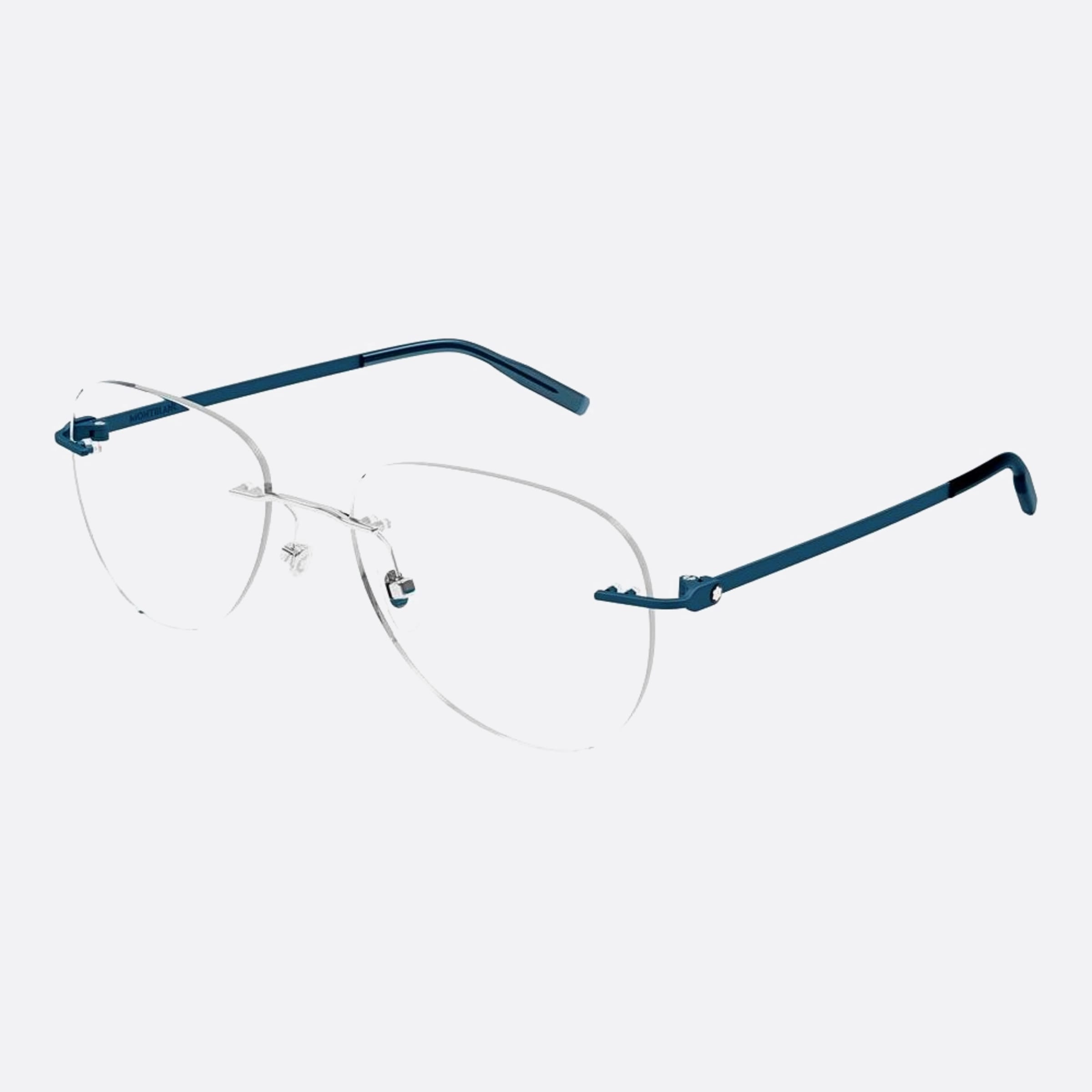 Montblanc 57mm Blue Pilot Man Eyeglasses - Side View