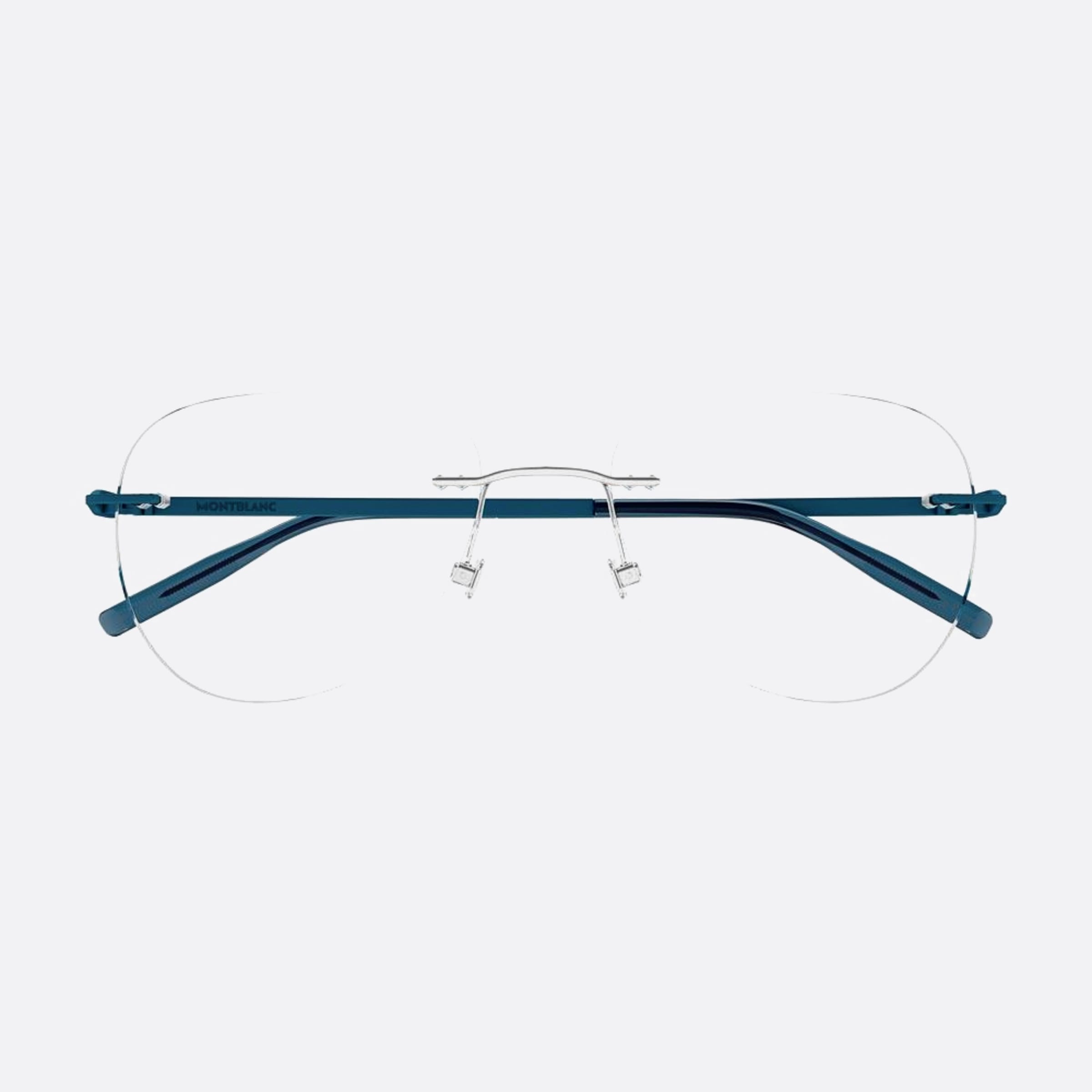 Montblanc 57mm Blue Pilot Man Eyeglasses - Detail View
