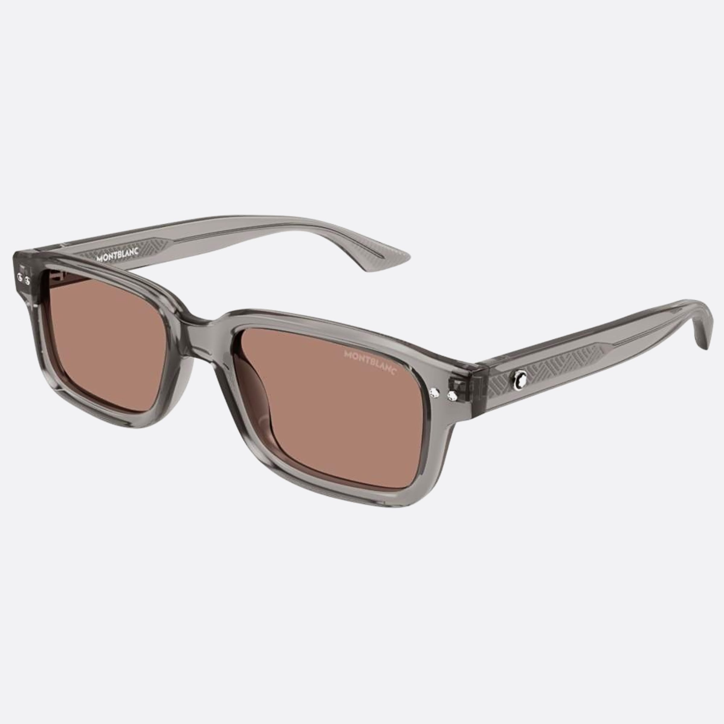 Montblanc 53mm Grey Squared Man Sunglasses - Side View