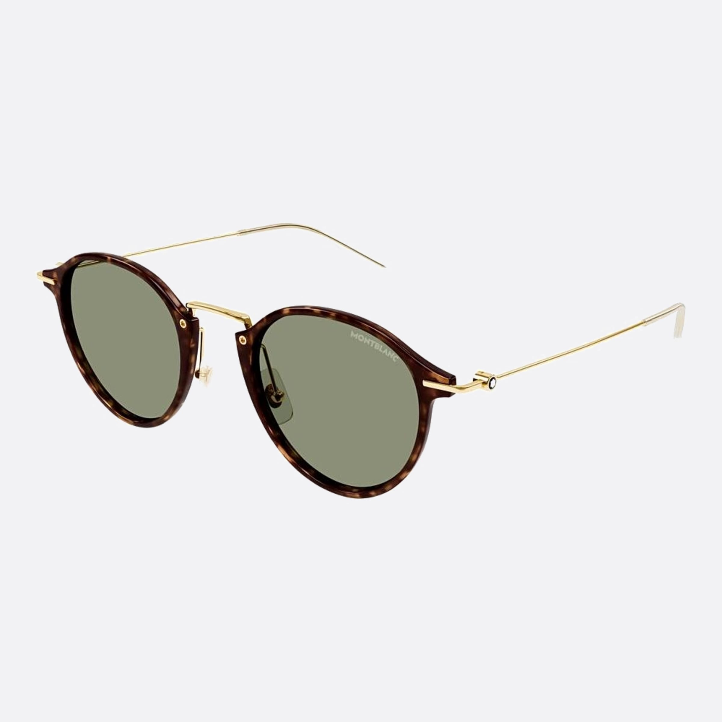 Montblanc 50mm Havana Round Man Sunglasses - Side View