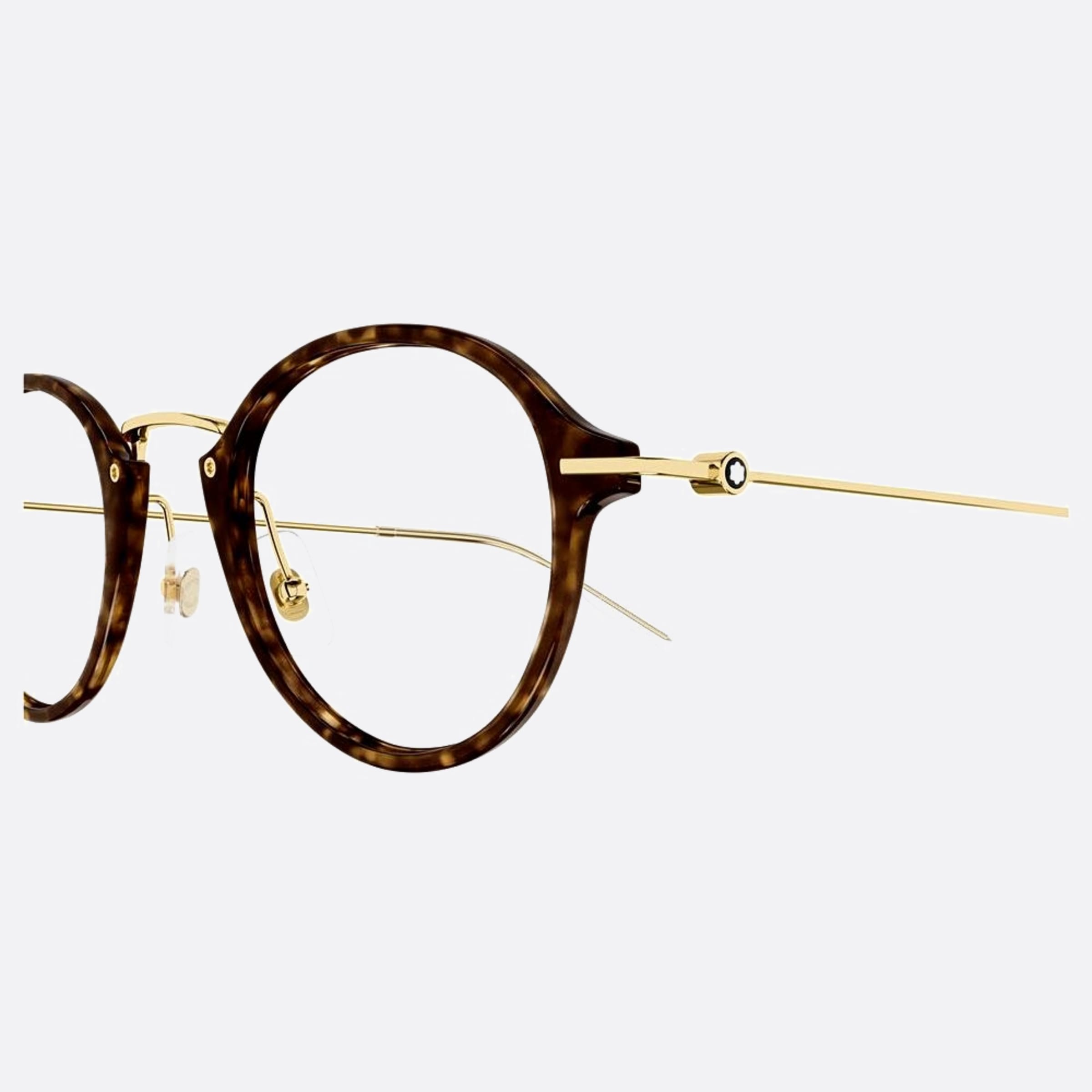 Montblanc 49mm Havana Round Man Eyeglasses - Detail View
