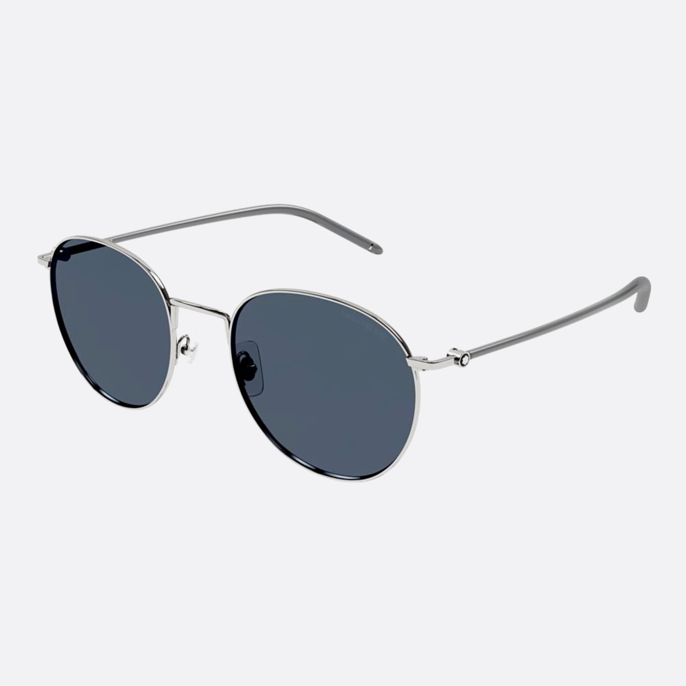 Montblanc 55mm Mb0343sa Gsb Ruthenium Round Men Sunglasses - Side View