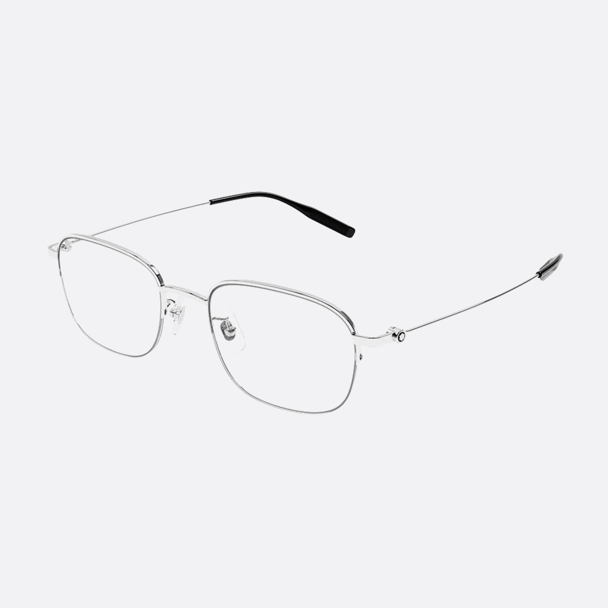 Montblanc 51mm Mb0372oa Silver Geometric Men Eyeglasses - Side View