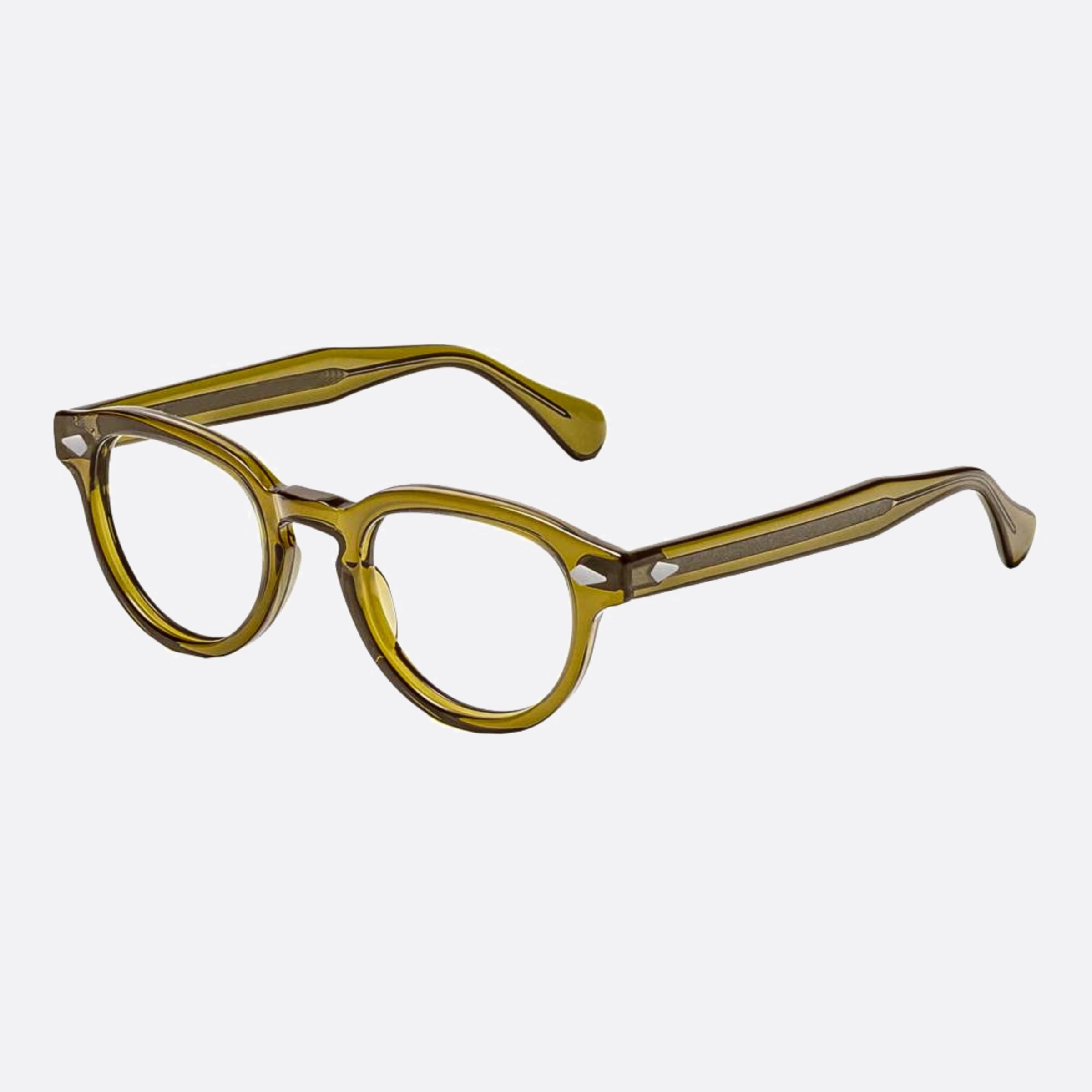 Moscot 46mm Maydela Olvbr Green Geometric Unisex Eyeglasses - Side View