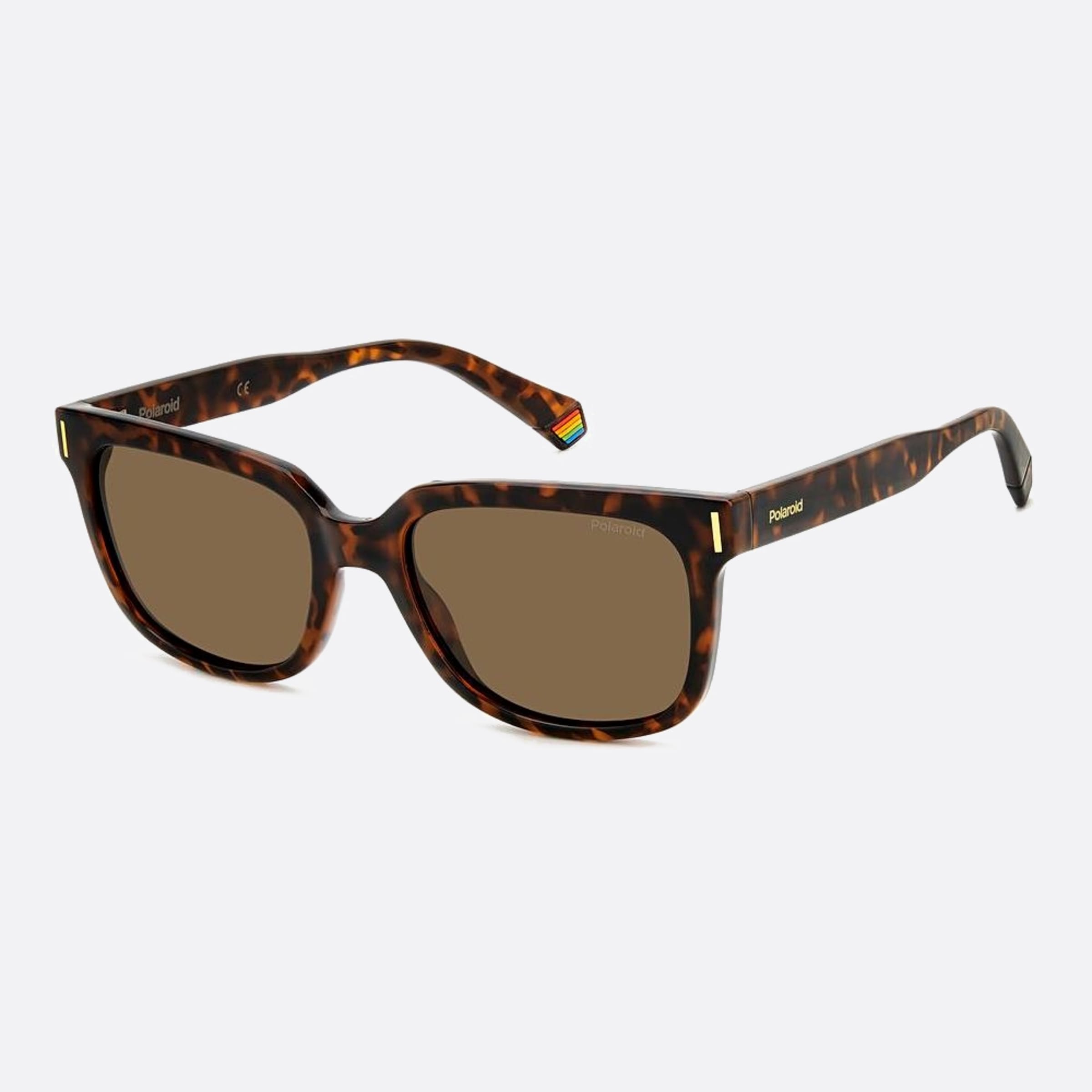 Polaroid 54mm Pld Havana Squared Polarized Unisex Sunglasses - Side View