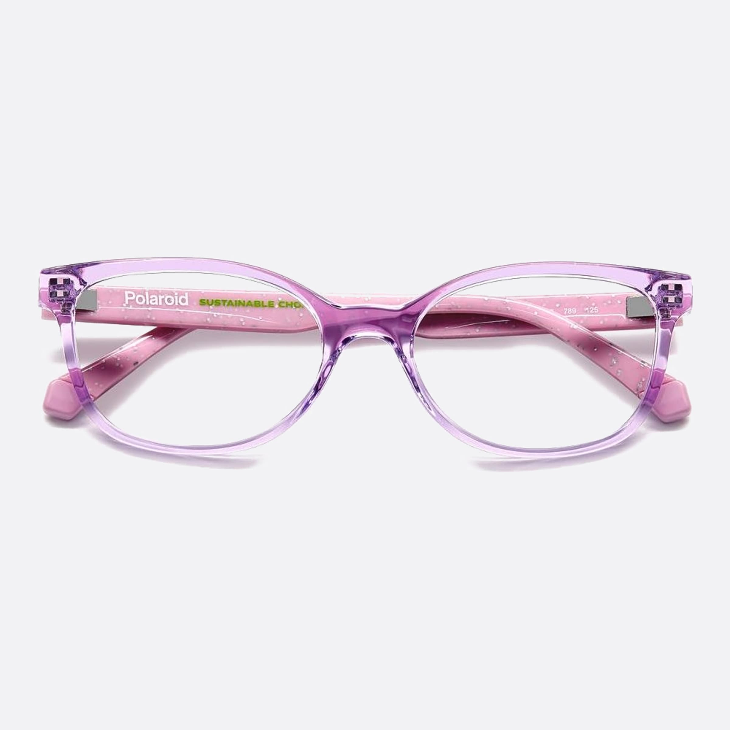 Polaroid 47mm Pld D833 Junior Violet Cat Eye Children Eyeglasses - Detail View