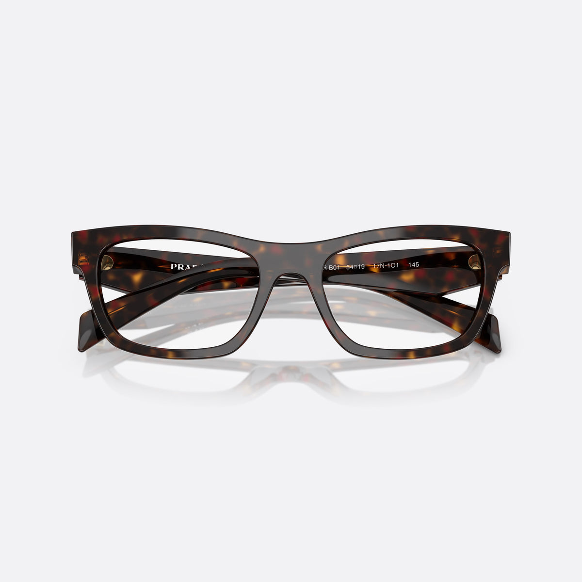 Rame ochelari de vedere Prada MOD. B01V 17N1O1, visor havana, pentru femei, punte simplă, integrată în față, brațe late, conice, cu brațele pliate