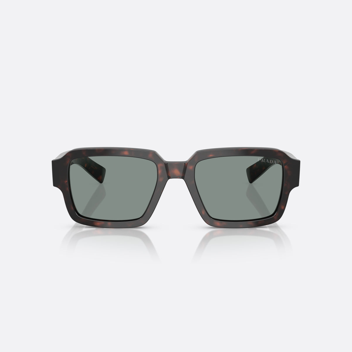 Prada PR 02ZS 17N20N TOBL sunglasses, brown geometric frame for men, double bridge with dark acetate, brand lettering on temples, front view