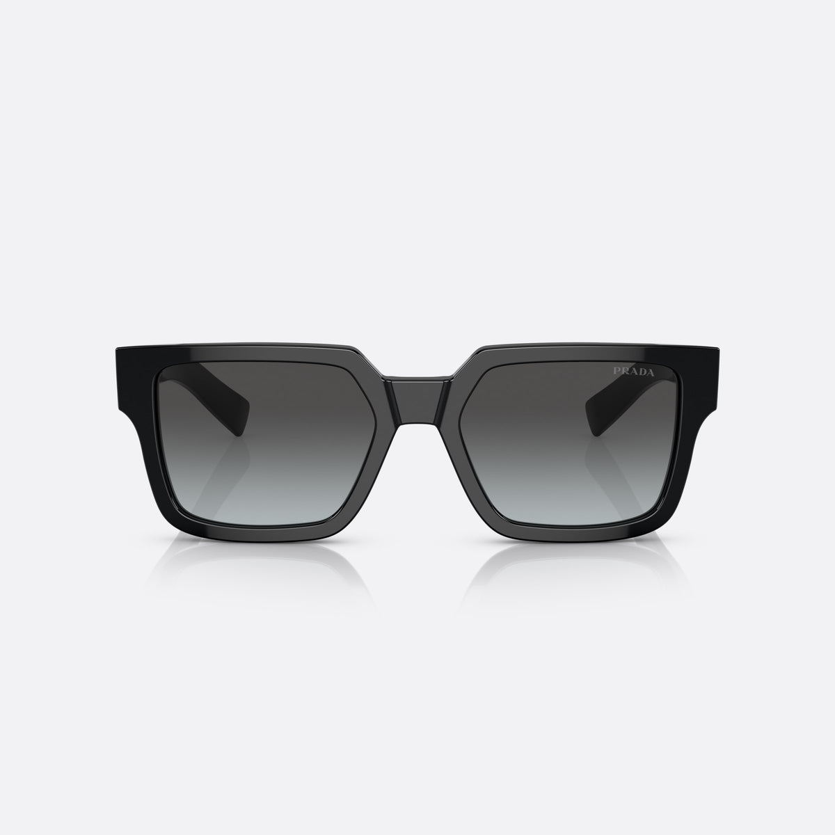 Ochelari de soare Prada PR 03ZS 1AB-06T, pillow negru, pentru bărbați, punte dublă simplă, logo al brandului pe braț, vedere din față