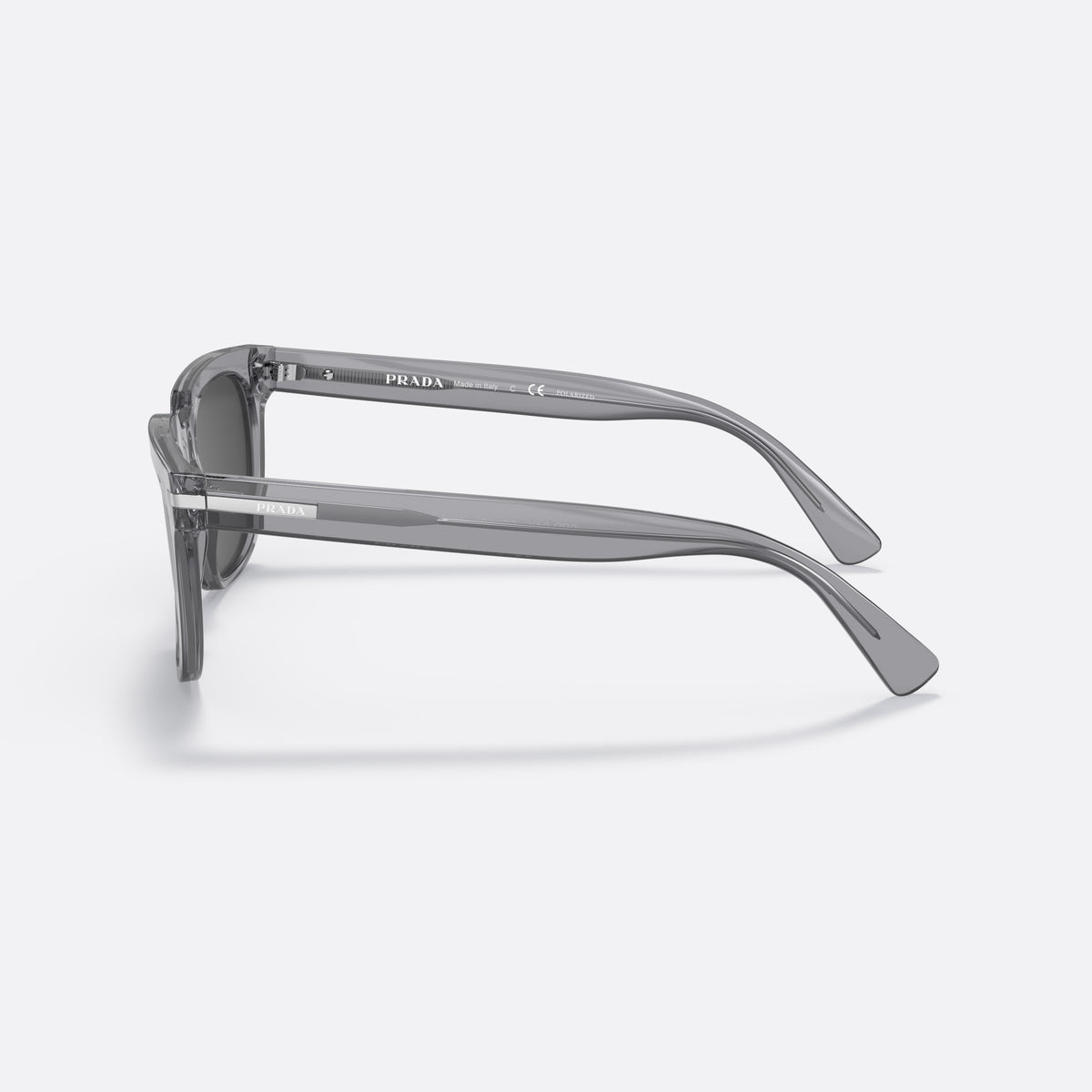 Ochelari de soare Prada PR 04YS 08U-08G, pillow gri, pentru bărbați, punte dublă simplă, literele brandului pe brațe, vedere laterală