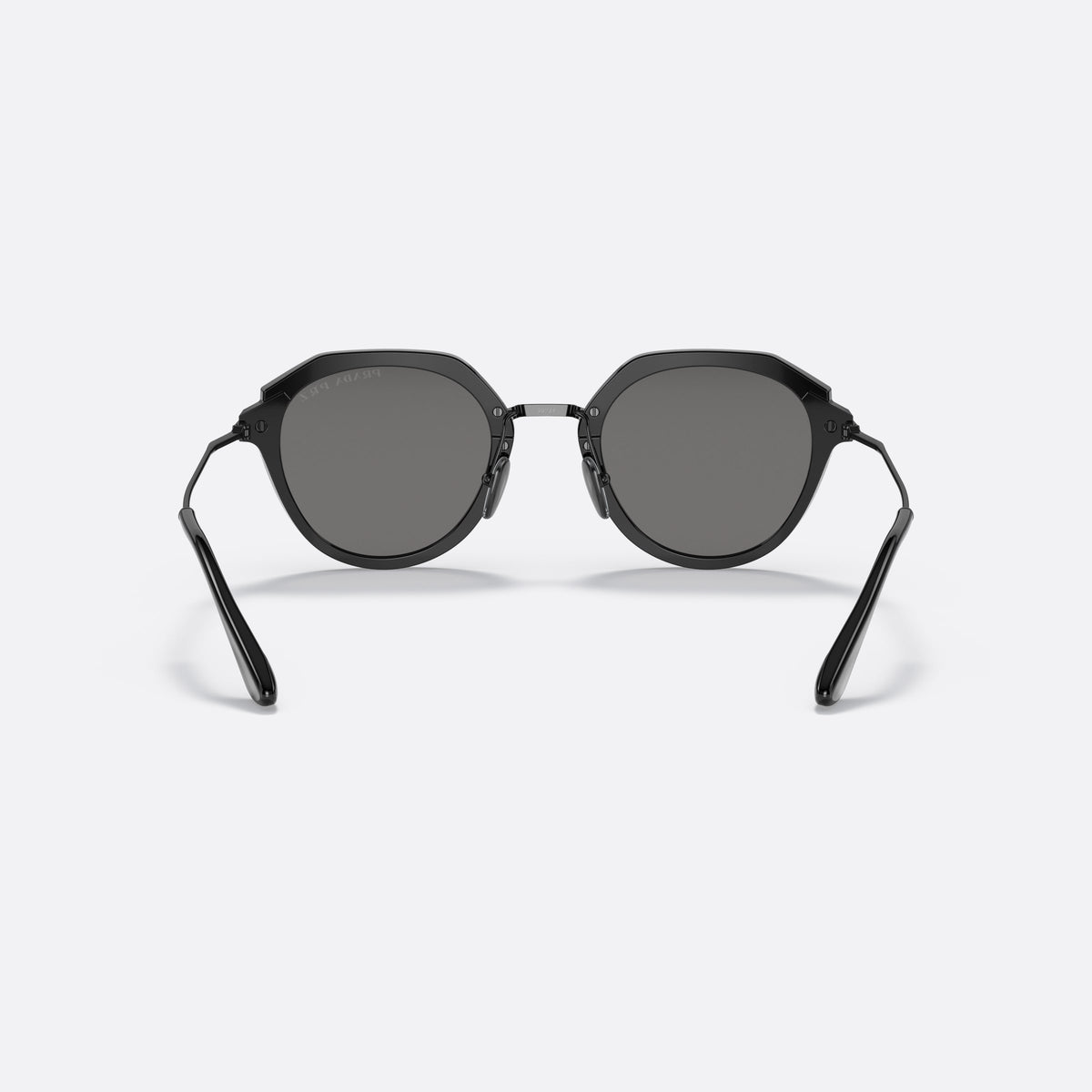 Prada PR 05YS 1AB5Z1 sunglasses, black phantos frame for men, metal saddle bridge, brand lettering on temples, back view