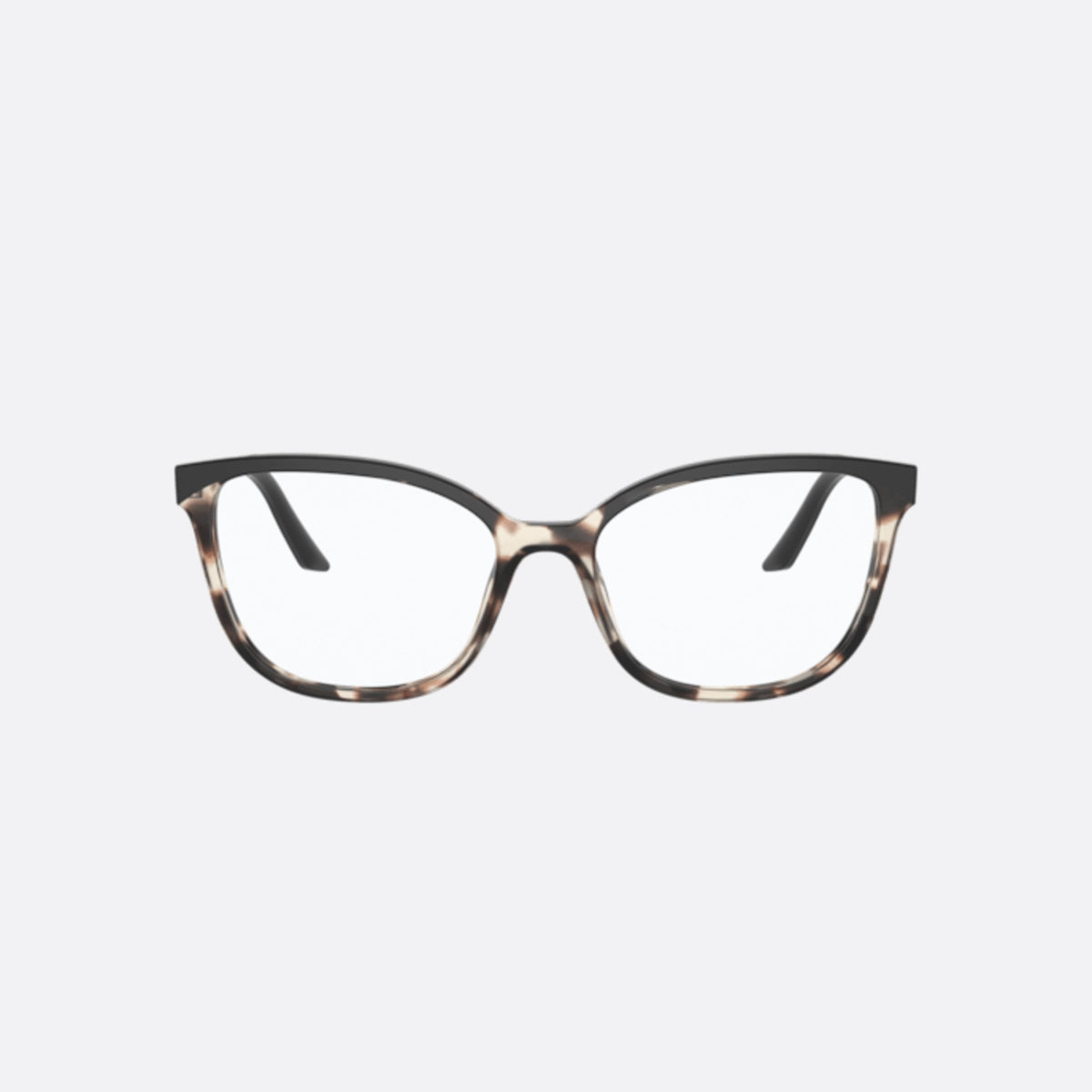 Rame ochelari de vedere Prada PR 07WV 3981O1, cat eye havana, pentru femei, punte simplă care unește lentilele, lentile transparente, vedere din față