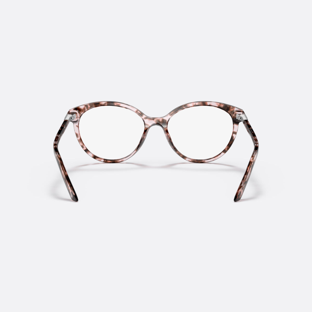 Rame ochelari de vedere Prada PR 08YV ROJ-1O1, geometrica maro, pentru femei, punte simplă, literele brandului pe brațe, placă roz pe braț, vedere din spate