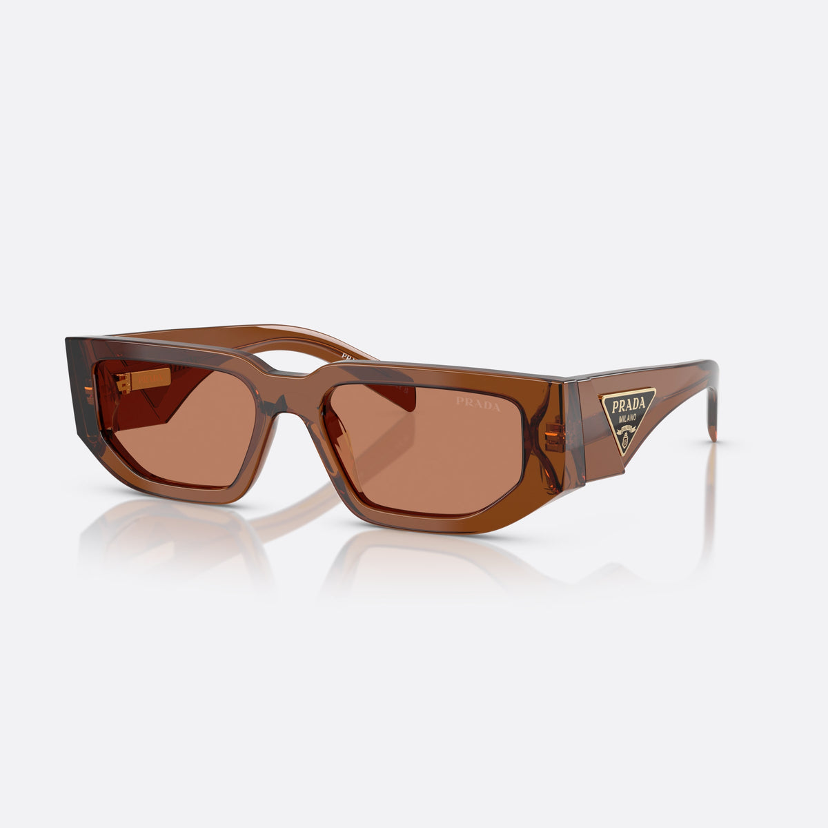 Ochelari de soare Prada PR 09ZS 20H90Q, rectangulari maro, pentru bărbați, punte simplă cu adâncitură centrală, ramă completă groasă