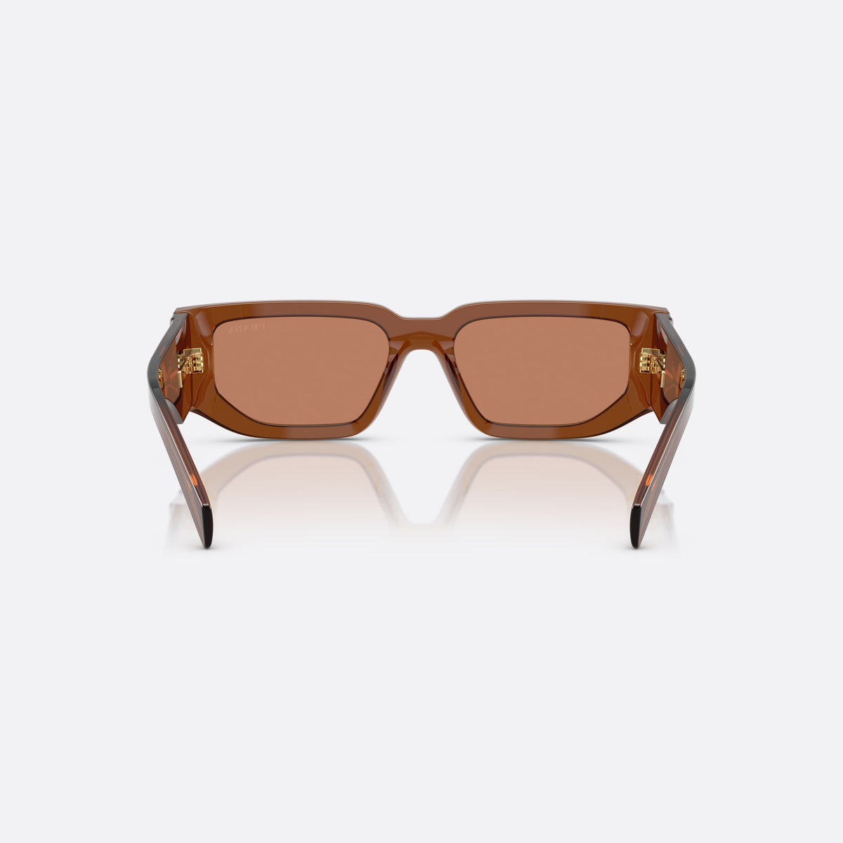 Ochelari de soare Prada PR 09ZS 20H90Q, rectangulari maro, pentru bărbați, punte simplă cu adâncitură centrală, ramă completă groasă, vedere din spate