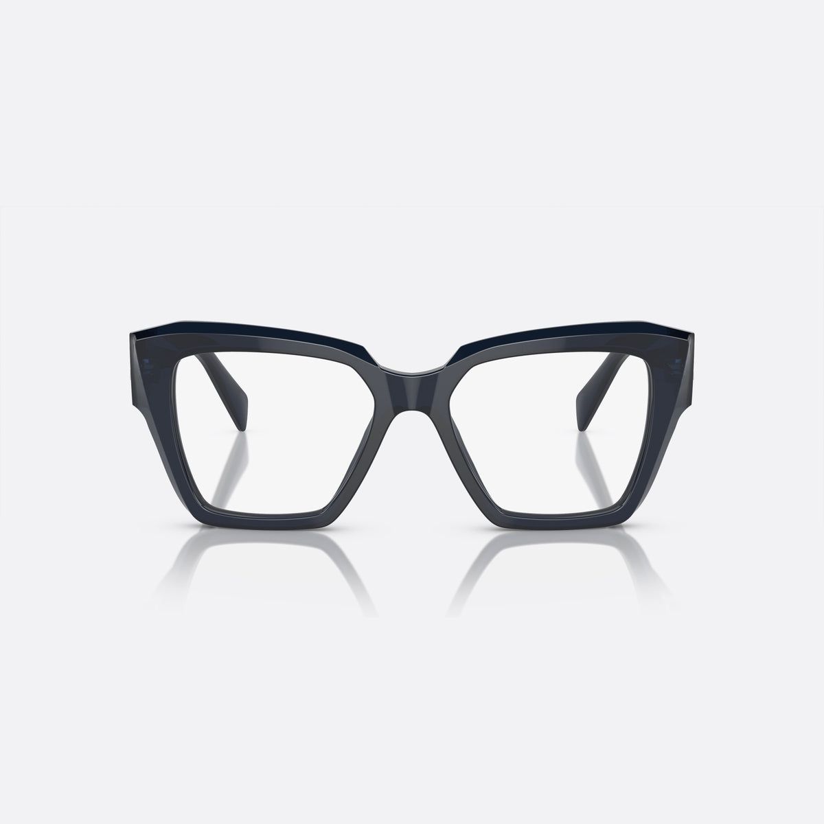Rame ochelari de vedere Prada PR 09ZV 08Q-1O1 A, geometrica albastru, pentru femei, punte simplă îmbinată, logo al brandului pe placa brațului, vedere din față
