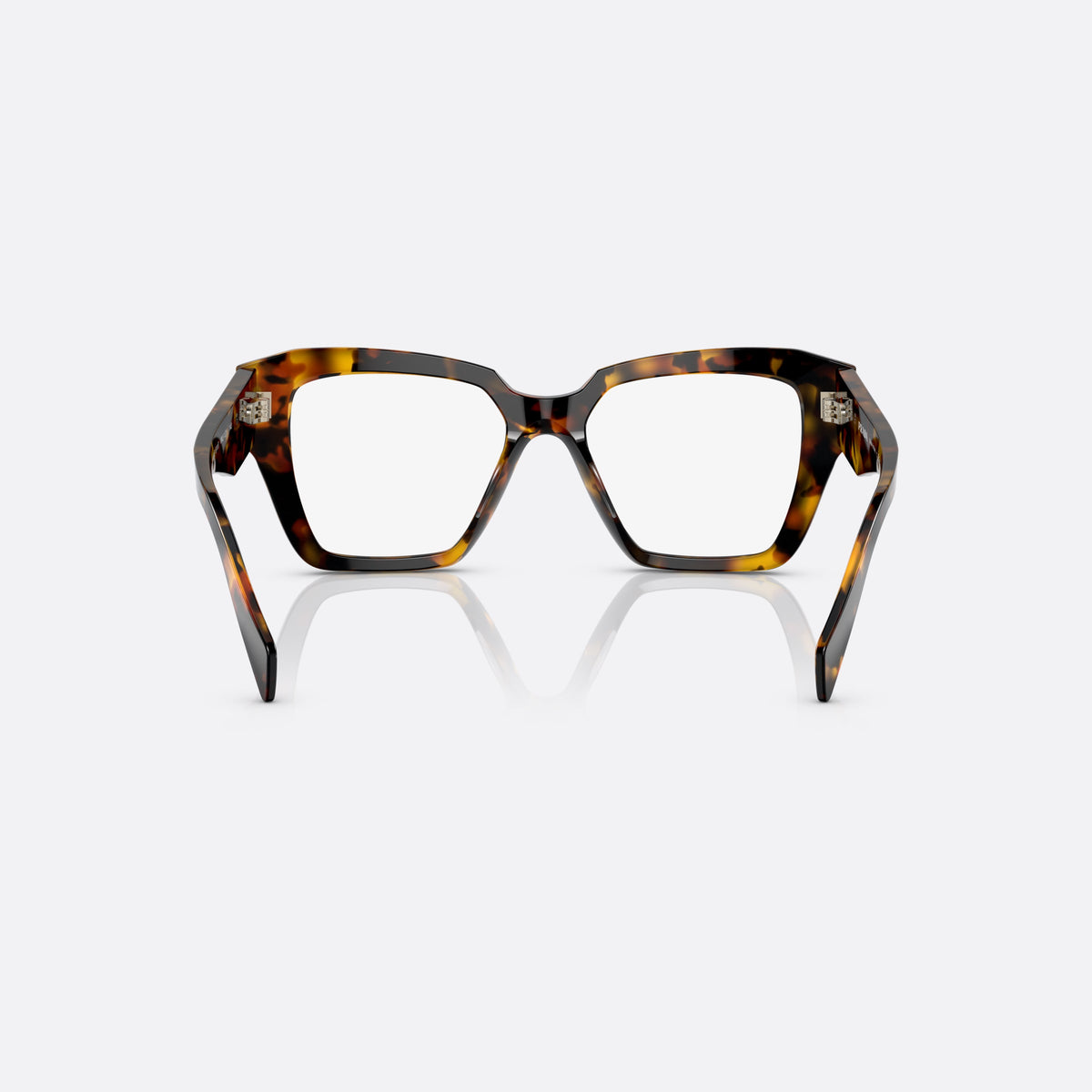 Rame ochelari de vedere Prada PR 09ZV VAU-1O1 B, patrati havana, pentru femei, punte simplă, integrată în ramă, literele brandului pe braț
