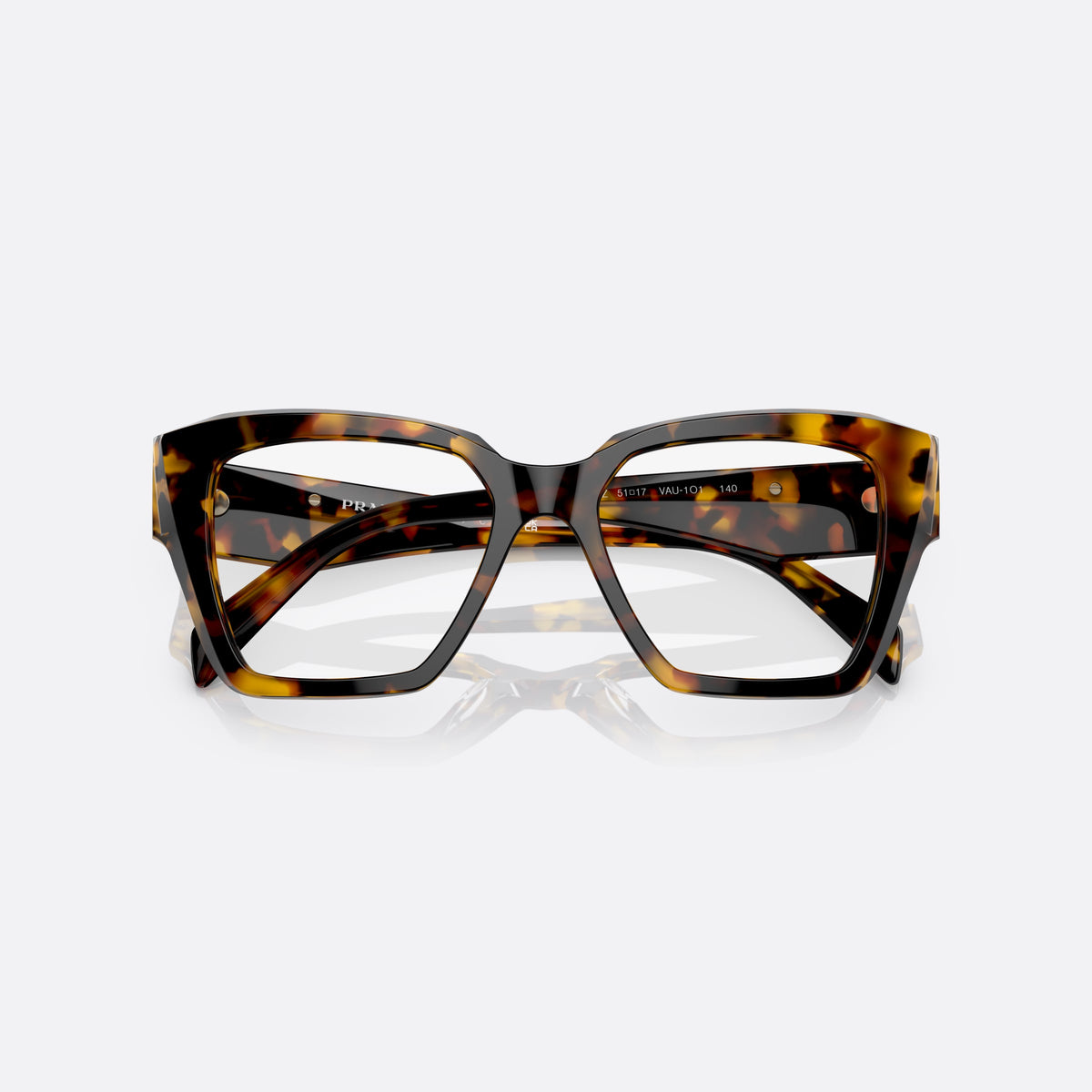 Rame ochelari de vedere Prada PR 09ZV VAU-1O1 B, patrati havana, pentru femei, punte simplă, integrată în ramă, literele brandului pe braț