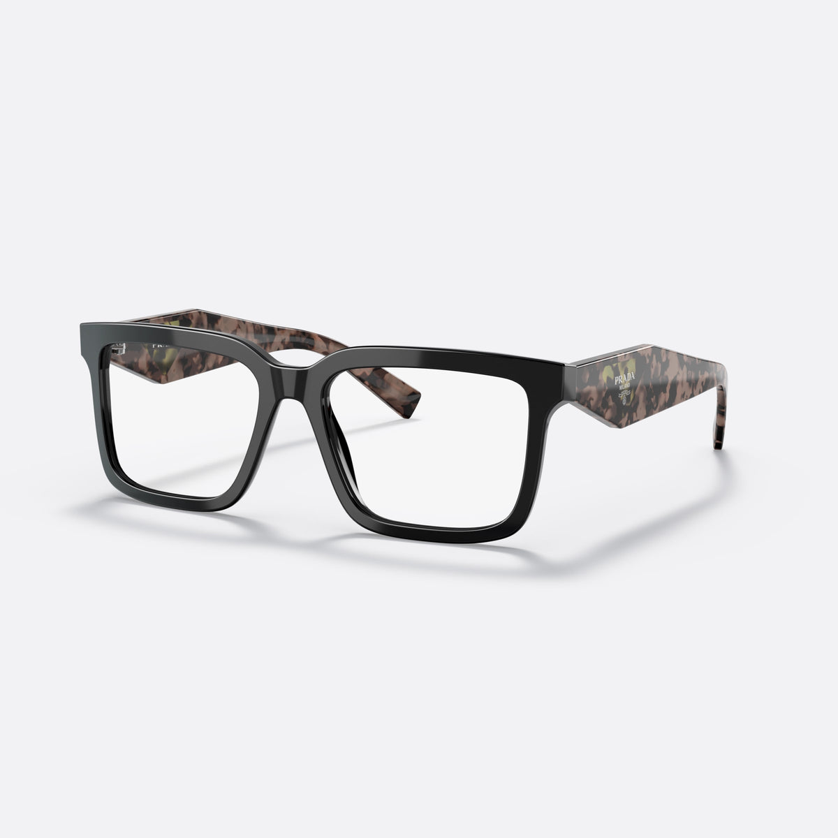 Rame ochelari de vedere Prada PR 10YV 21B1O1, pillow negru, pentru femei, punte dublă simplă, literele brandului pe brațe